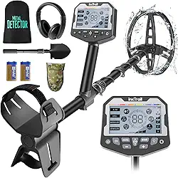 InkTrail Detector de metais para adultos profissionais, detectores de metais pontuais com bobina de pesquisa à prova d'água de 28 cm para detecção de ouro, maior precisão, visor LCD maior, 5 modos,