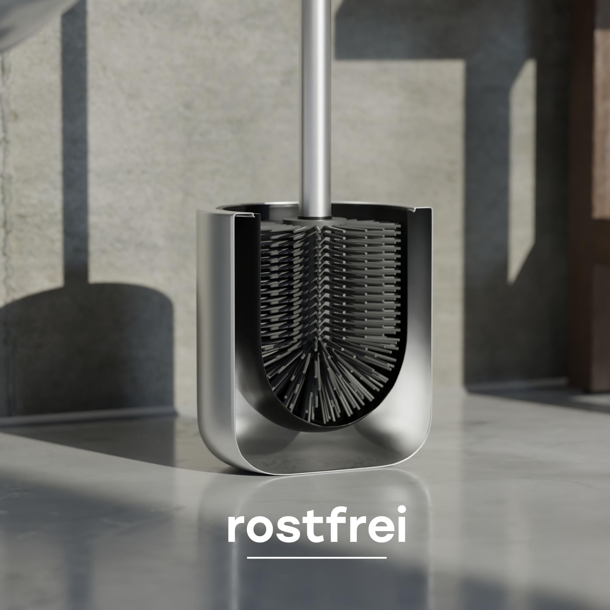 Brosse WC En Acier Inoxydable Et Silicone - Support Discret