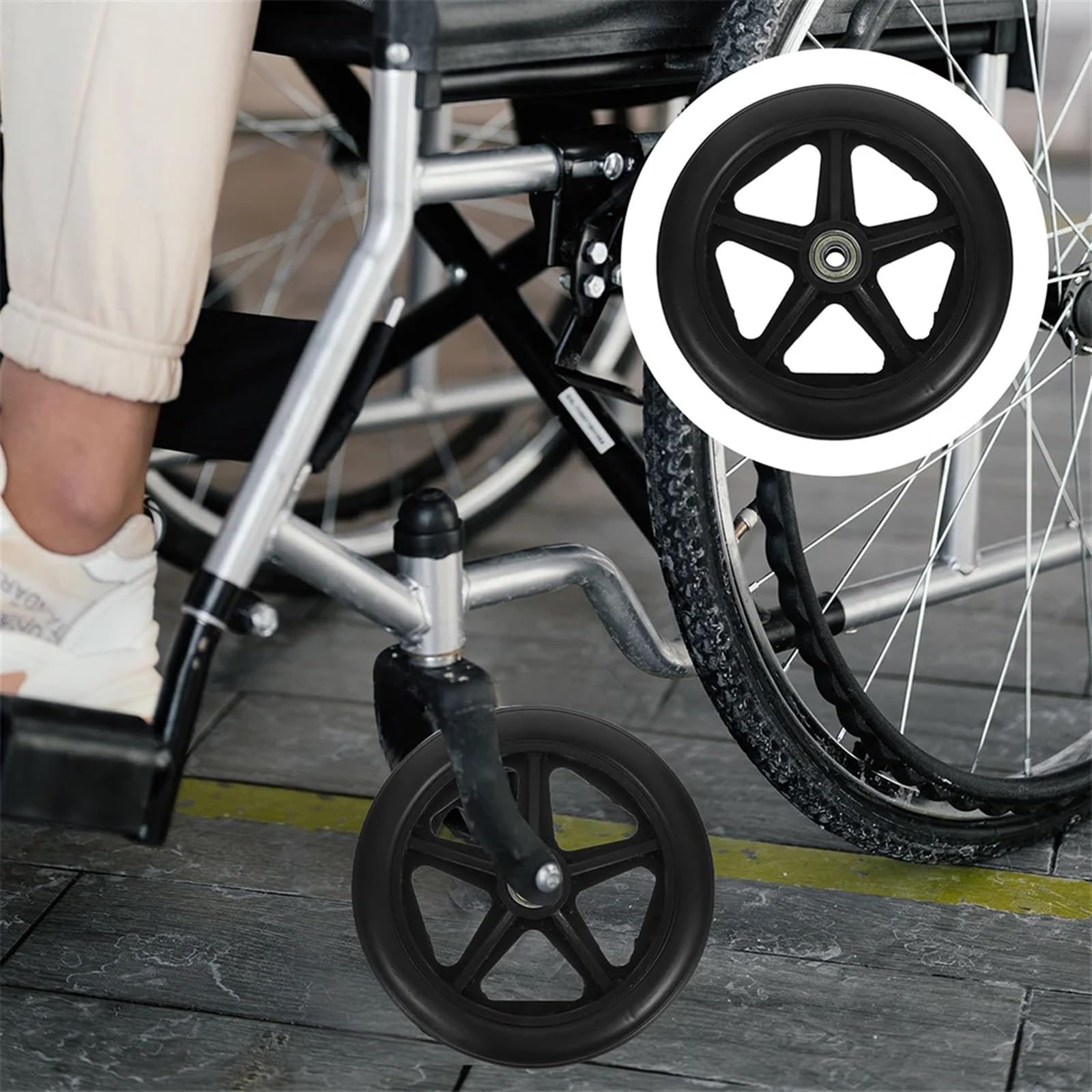 Ruedas Delanteras para Silla de Ruedas 2 Juegos de Ruedas Delanteras de Repuesto reemplazables for Silla de Ruedas con Piezas prácticas de Acero y Caucho