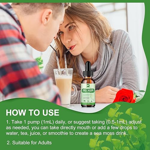 Miniatura 5 de B BEWORTHS Gotas líquidas de musgo marino, gel orgánico de musgo marino irlandés con espirulina, vejiga, raíz de bardana, suplemento de gel de masa