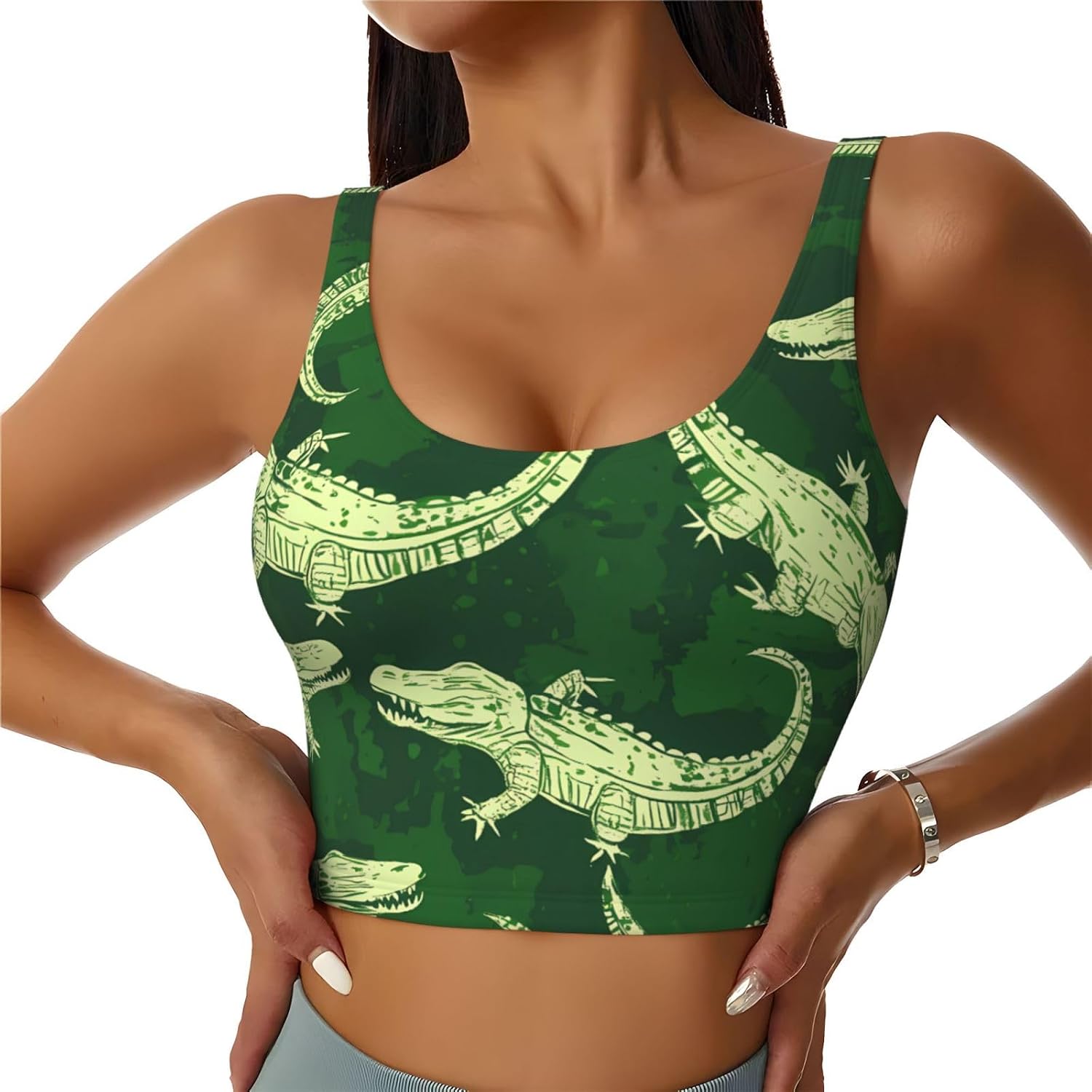 Women's Sports Vest Illustration of a Crocodile Printed Soft, Comfortable, Lightweight, and Breathable