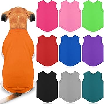 10 Pieces Dog Shirts Blank Clothes, Dog T-Shirts Cat Apparel Puppy Vest Cotton Shirts Pet Breathable Soft Basic Clothes for Small Extra Small Medium Dogs (14 Inch Chest)