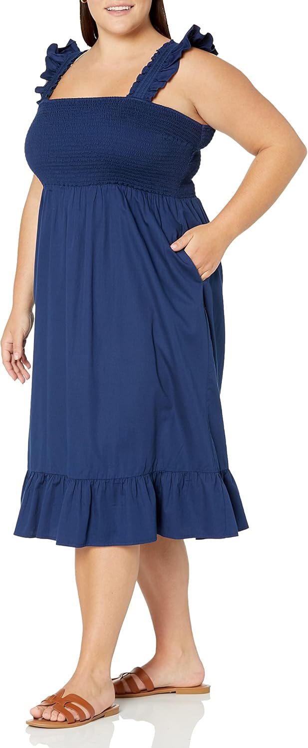 The Drop Womens Kimi Ruffled Shoulder Smocked Midi Dress - Image 7