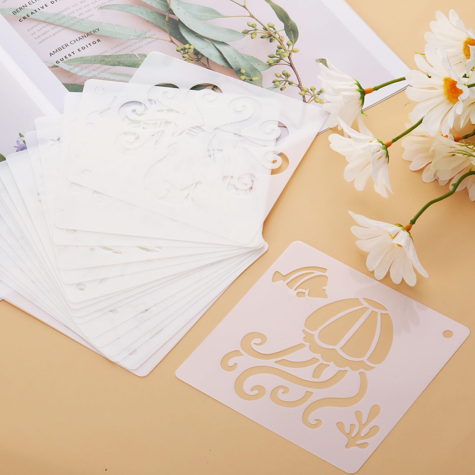 36pz Kit Stencil Lettere per Pittura, Stencil Alfabeto e Numeri con
