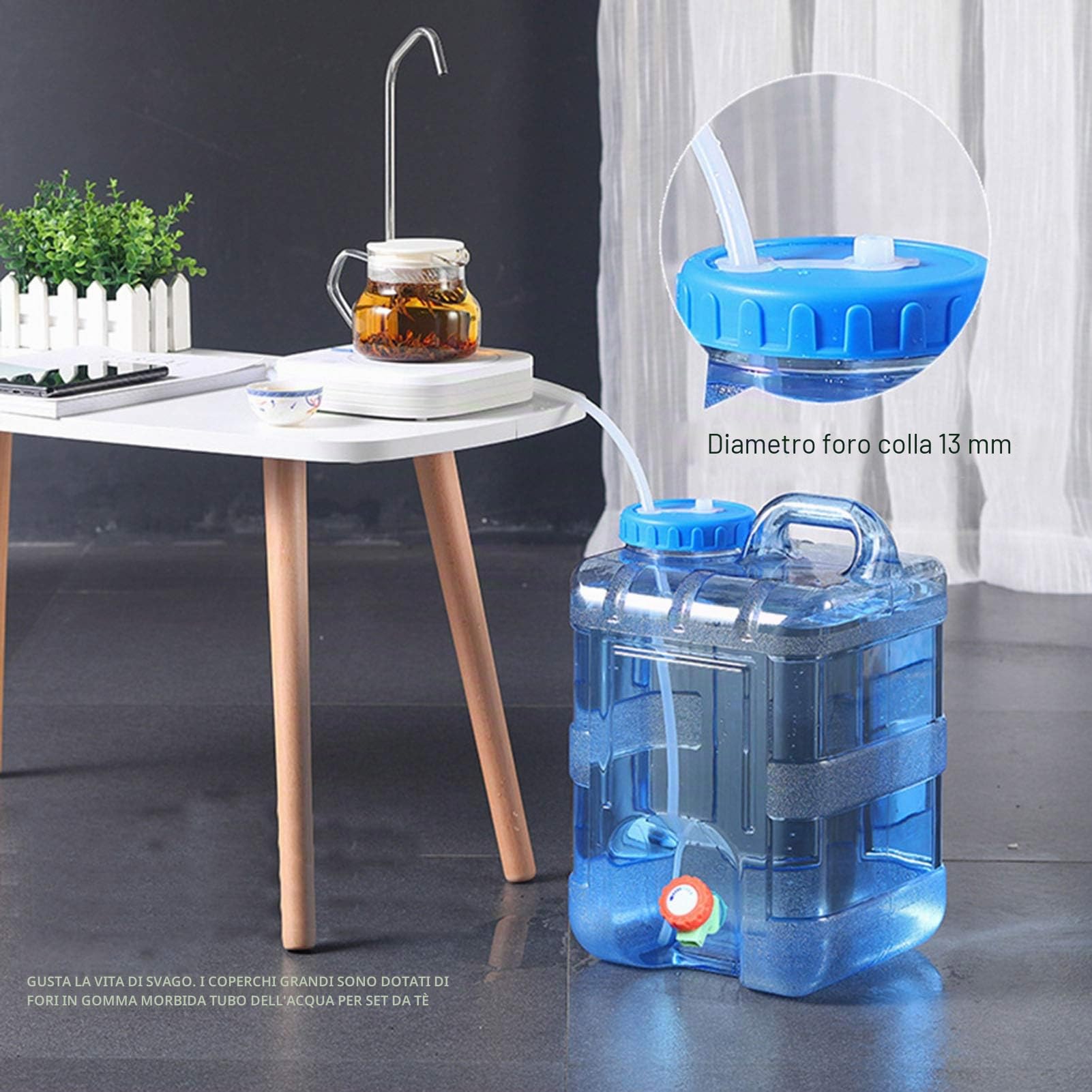 tanica per acqua da 5/8/12/15/25 litri, con rubinetto, per campeggio, alimentare, collo largo, senza BPA, blu, portatile, adatta per campeggio e guida
