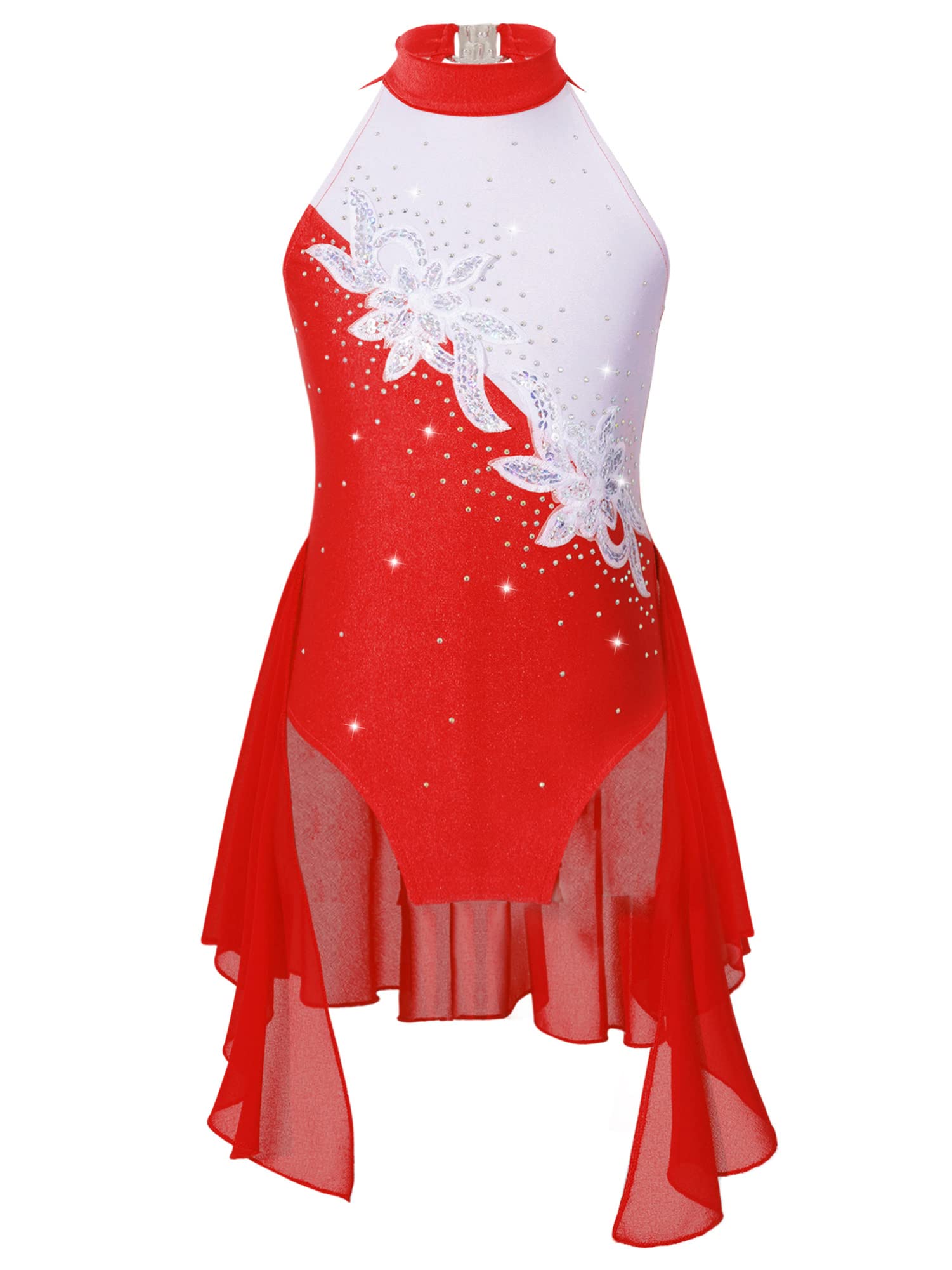IEFIEL Maillot Patinaje Artistico Niña Vestido Brillante de Danza Ballet Leotardo Gimnasia Ritmica Maillot Ballet de sin Manga Disfraz de Bailarina — view 11