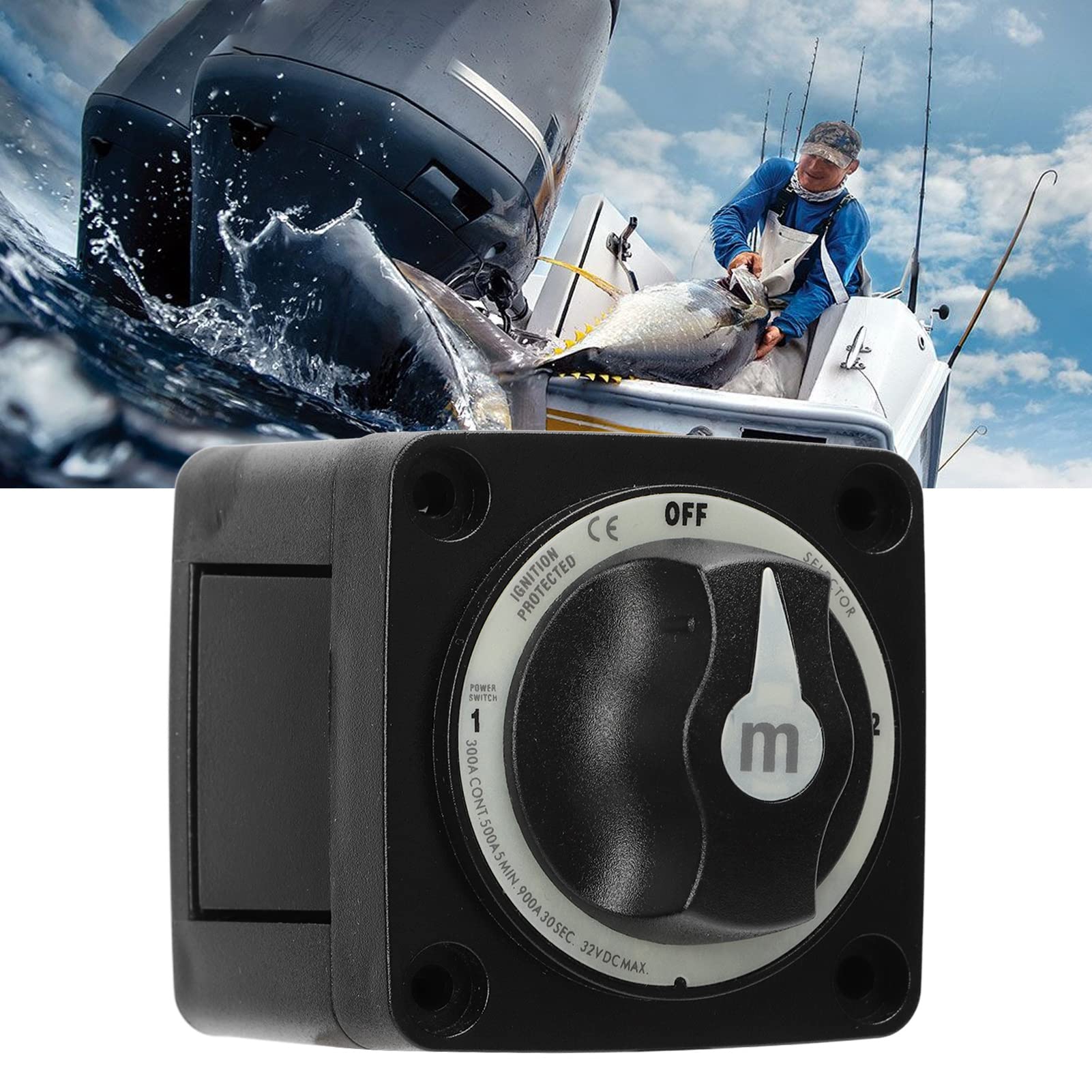 300A Battery Disconnect Switch, Heavy Duty 3 Position Marine Cut Off Switch for RV Boat IP66, Easy Installation, Suitable for Outboard Engines