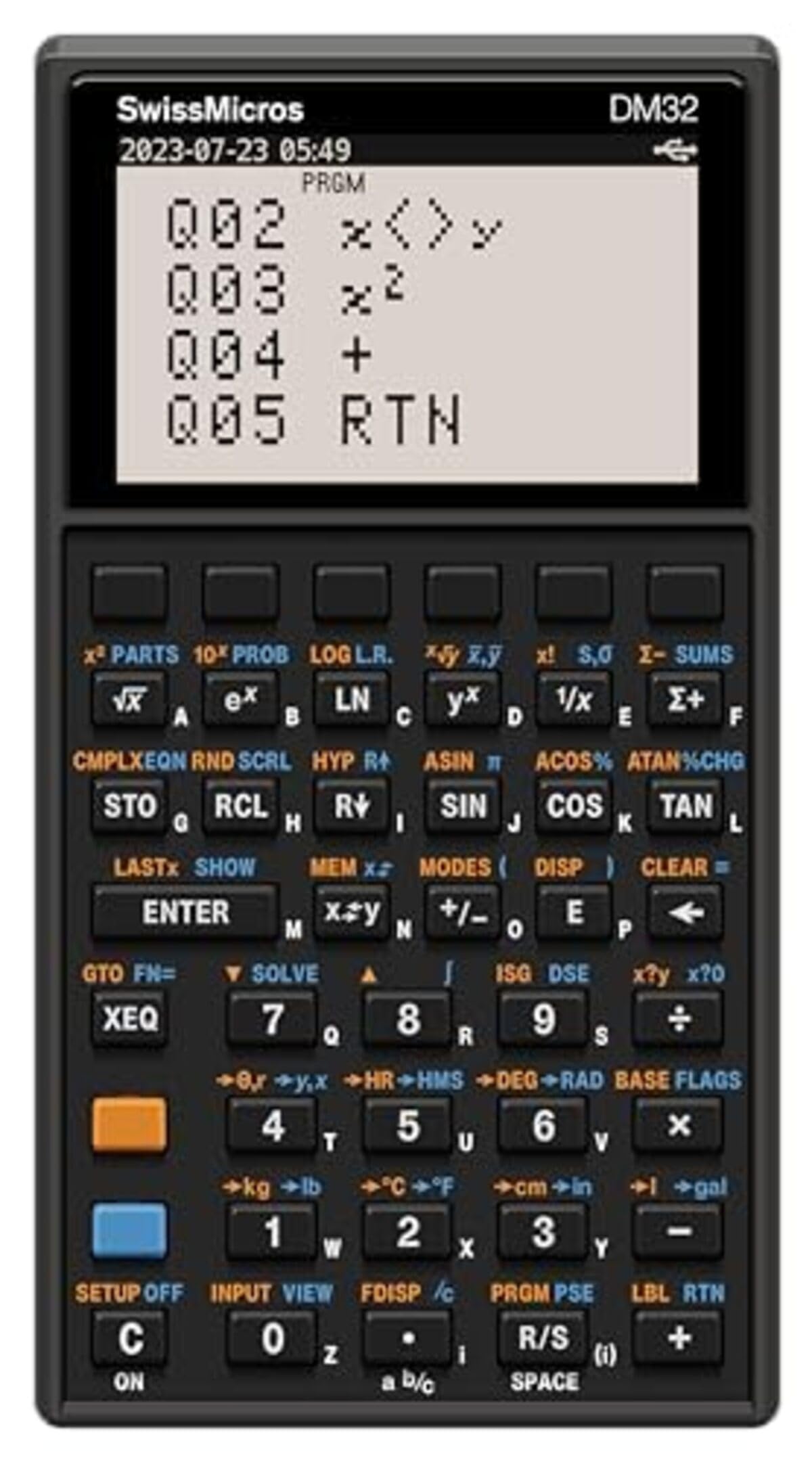 SwissMicros DM32 RPN Scientific Calculator – HP-32SII Inspired Programmable Calculator for School, College, Algebra, Geometry, Physics, Chemistry, Calculus, Student Exams, Construction, Fraction