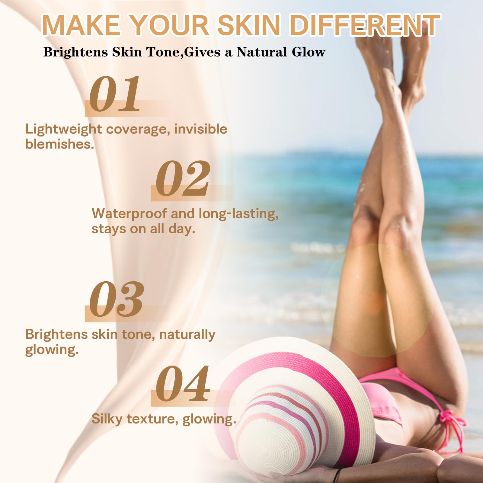 Trucco Gambe Impermeabile, Perfezionatore Vene Varicose, Correttore Copertura Completa