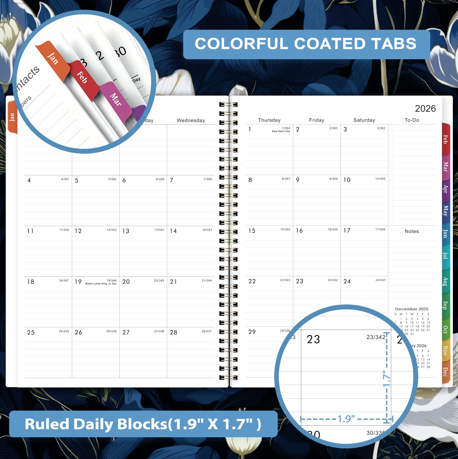 Weekly Monthly Planner 2026 2026 Planner - January To December 2026 Weekly & Monthly Planner, 8.5x11 Inches With 12 Tabs 2026 Calendars