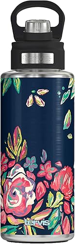 Tervis Live Bold Bouquet - Vaso aislado de triple pared para viaje mantiene las bebidas frías, botella de boca ancha de 32 onzas, ramo vivo