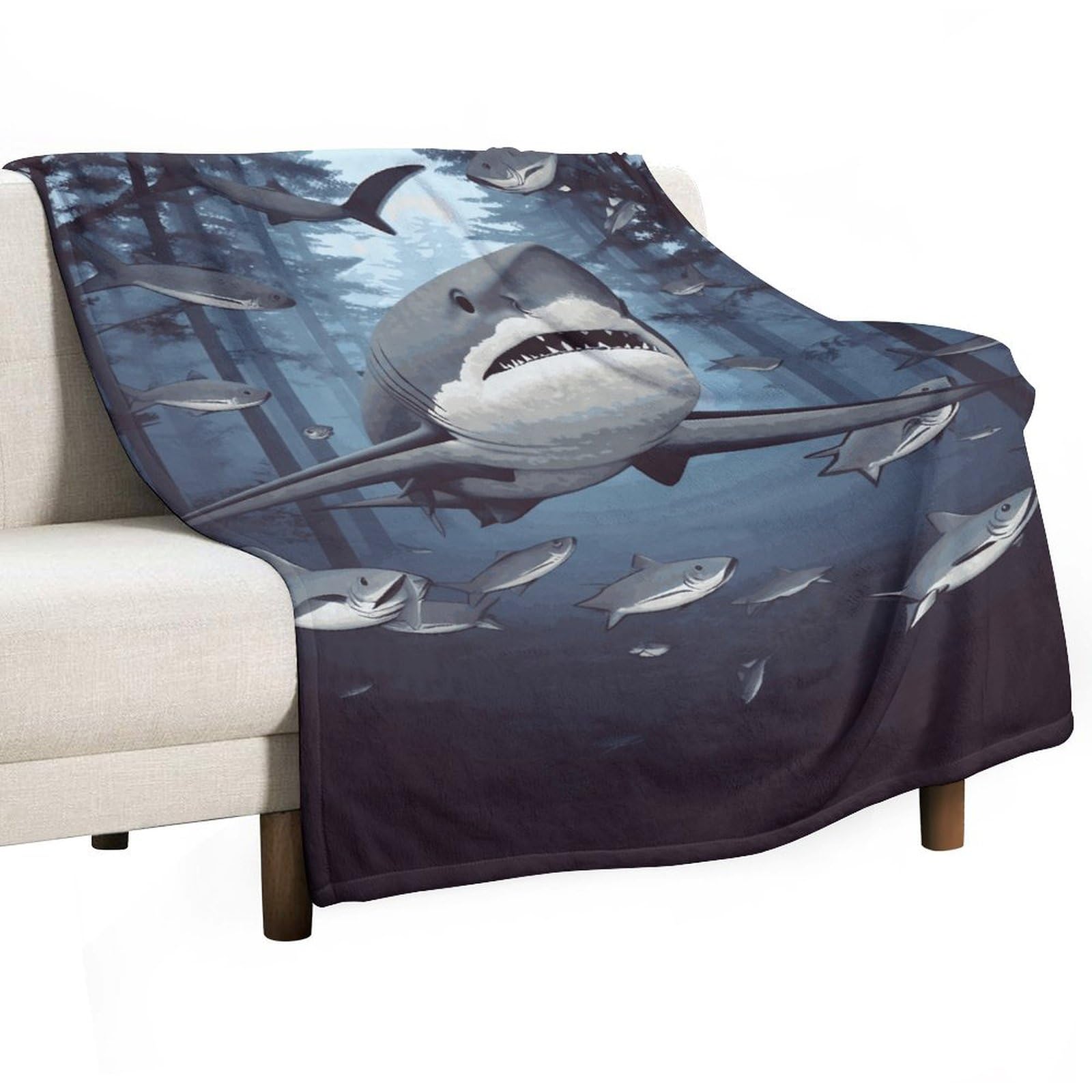 Plaid requin rigolo pour soirées cocooning sur le canapé