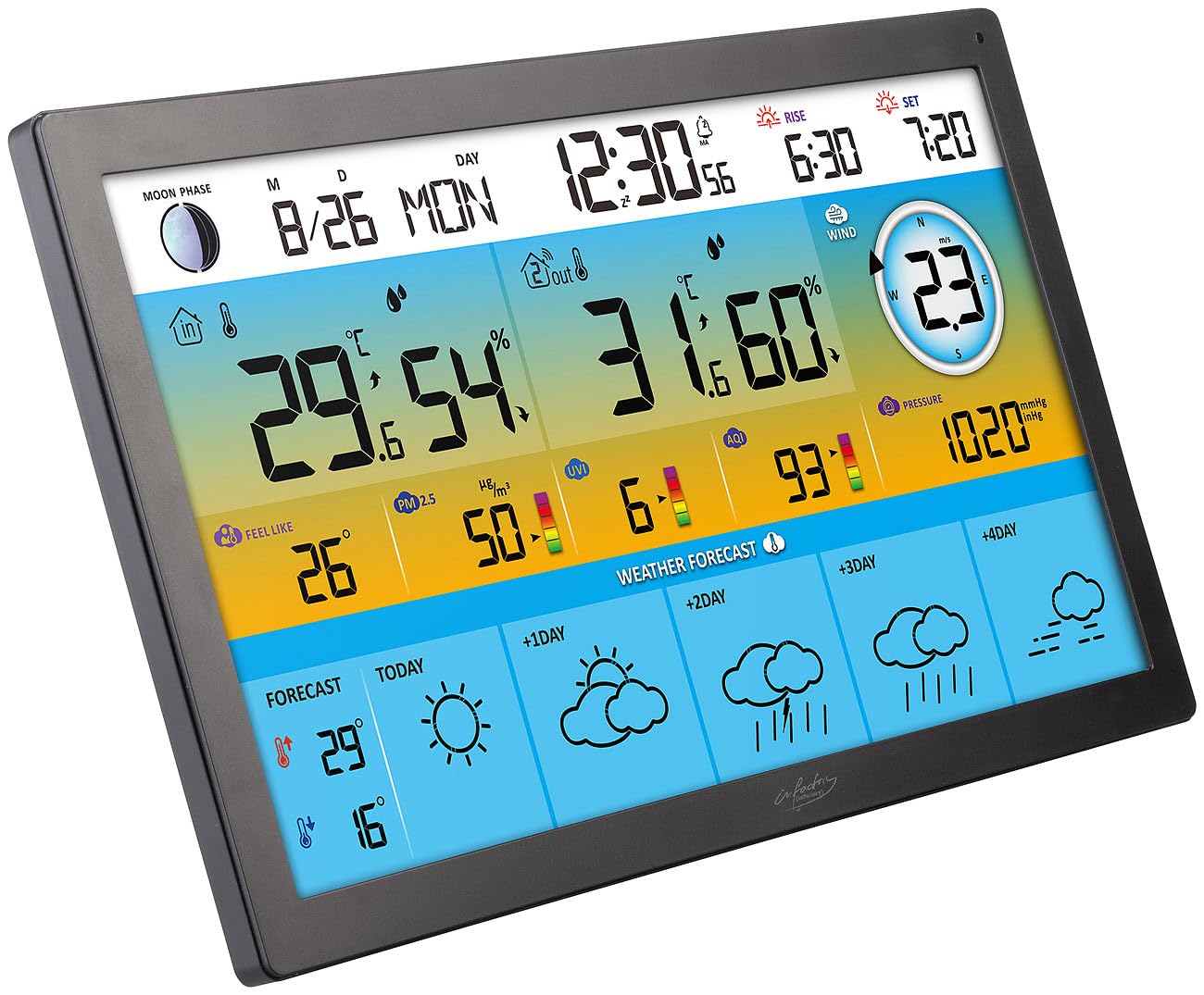 infactory Funkuhr: Jumbo-Funk-Wetterstation mit WLAN, Außensensor, Hygro- und Thermometer (Wetterstation für Gewächshaus, mit Aufzeichnung, PC)