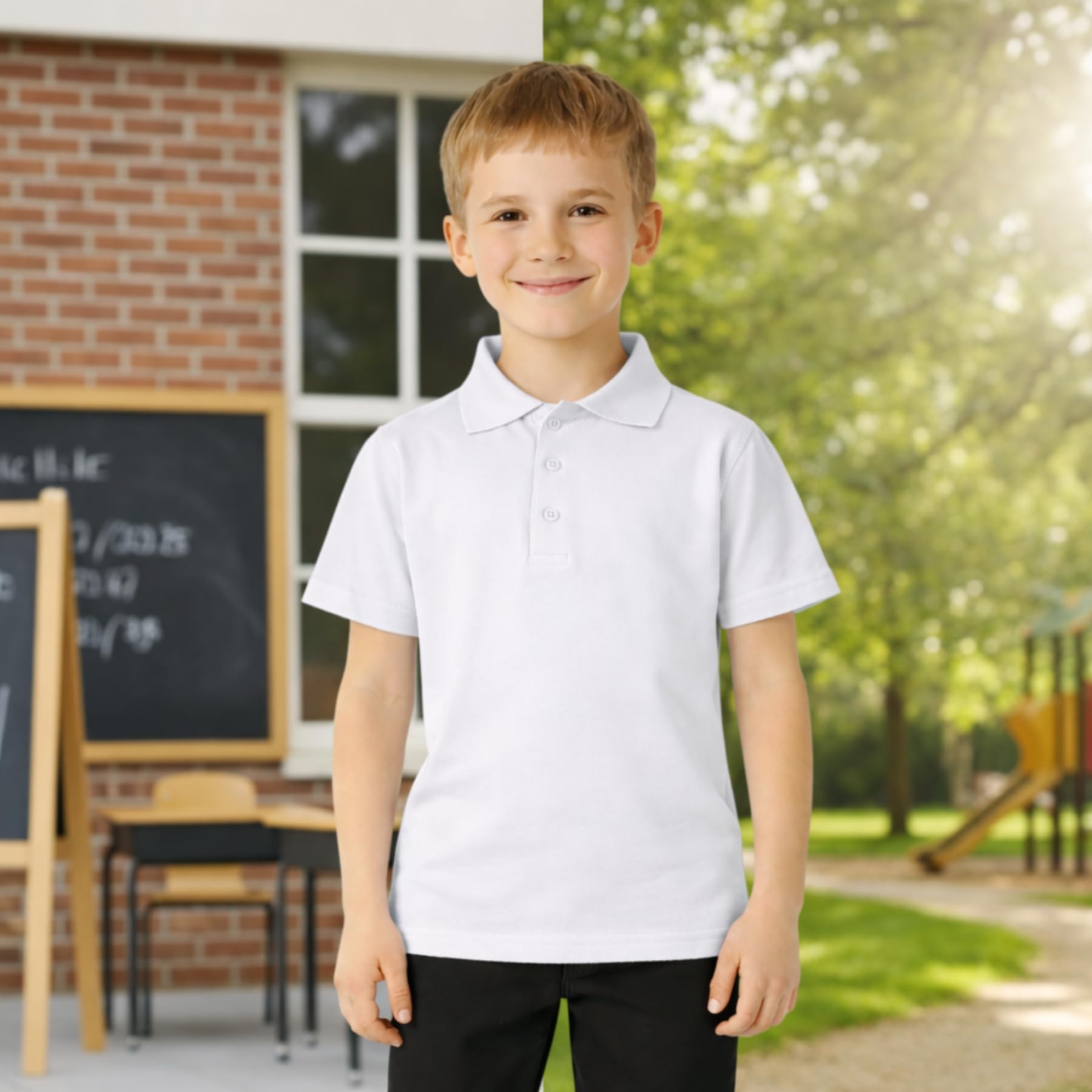 A2Z 4 Kids Niñas Niños Camisetas Polo Plain Verano Camisetas y Camisetas sin Mangas Moda Sensación Suave - PL Polo T Shirt White 5 Pack 13-14