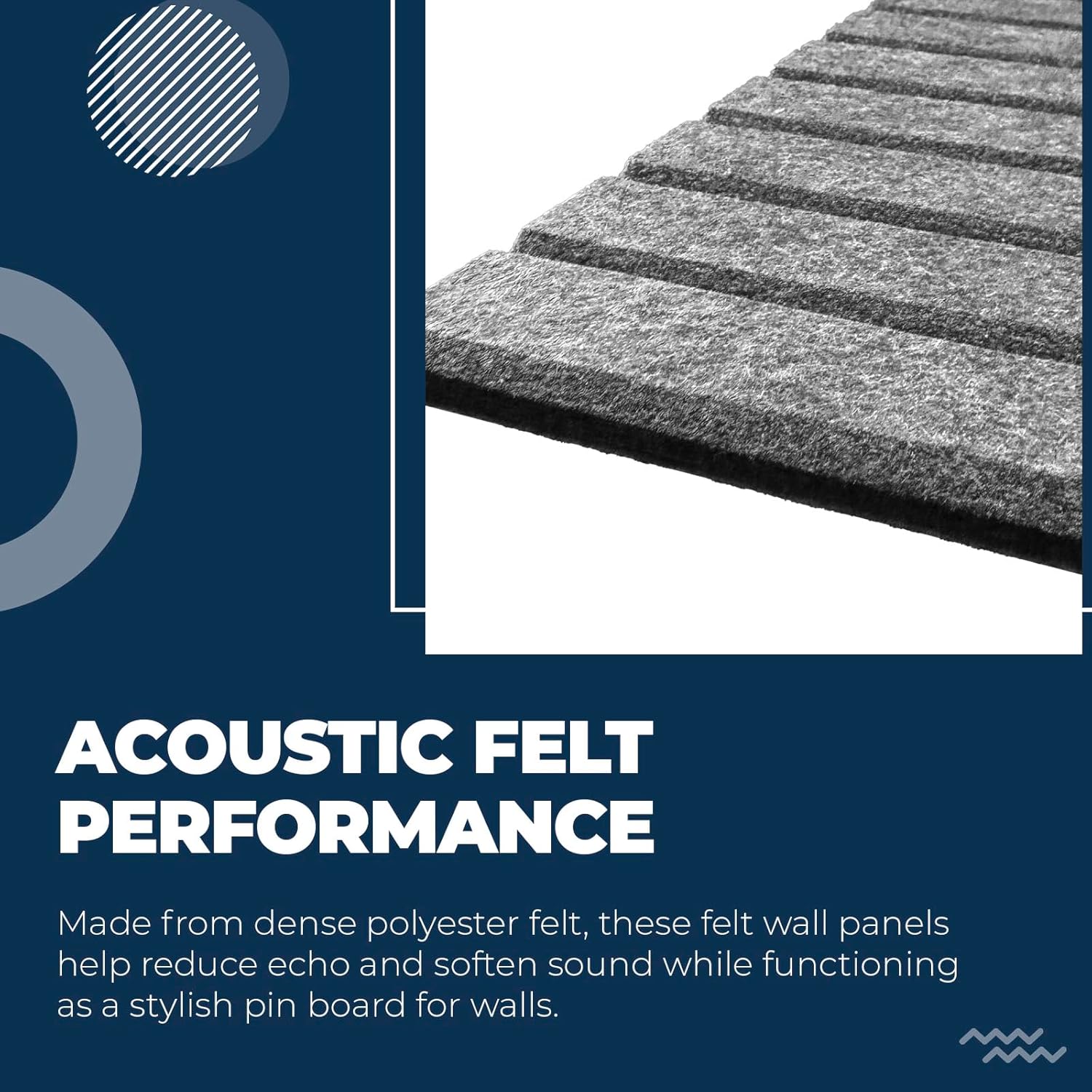 Large Felt Bulletin Board for Wall, 12-Pack 48" x 36" Grey Grooved Felt Board with Adhesive Backing, Cork Alternative Memo Pin Board, Acoustic Fabric Tiles for Home Office, Classroom & Wall Decor