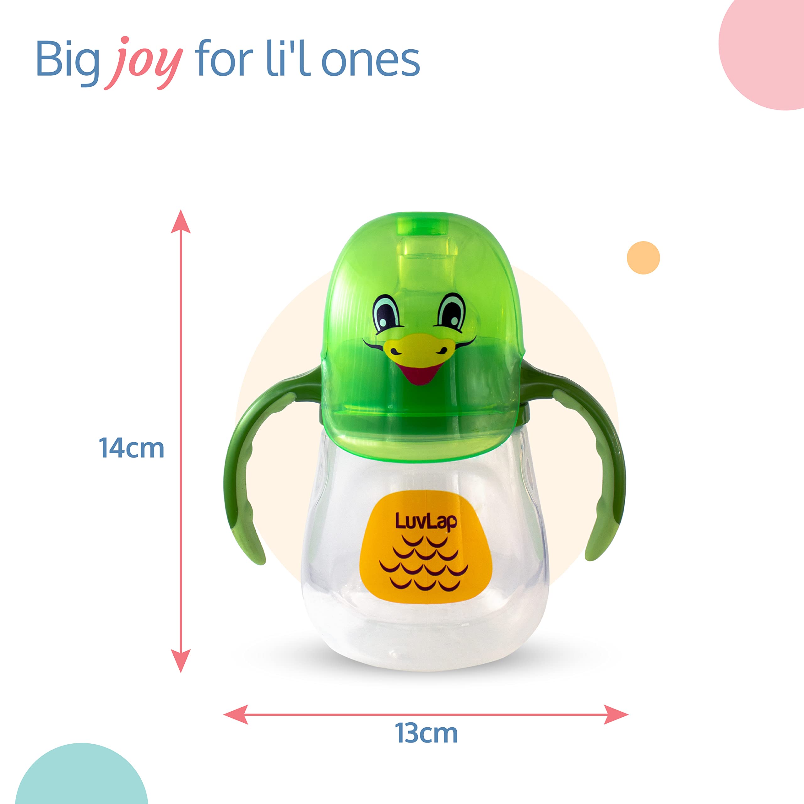 LuvLap Clever Frog Spout Sipper for Infant/Toddler/Kids, 210ml, Anti-Spill Sippy Cup with Soft Silicone Spout BPA Free, 1 Year+ (Green) 4