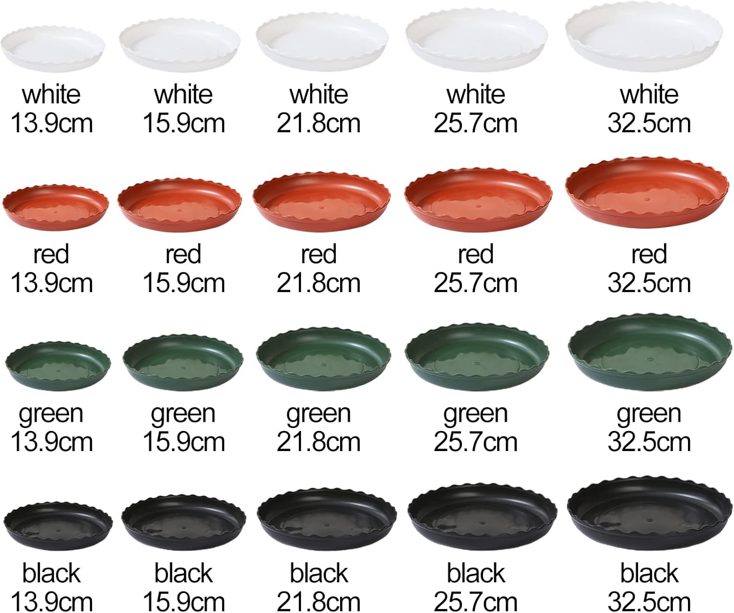 Yosoo Plant Pot Water Holder Round Plastic Tray, PP, Control for Indoor Plants, 14.5x12.5x2cm (32x32x4B)