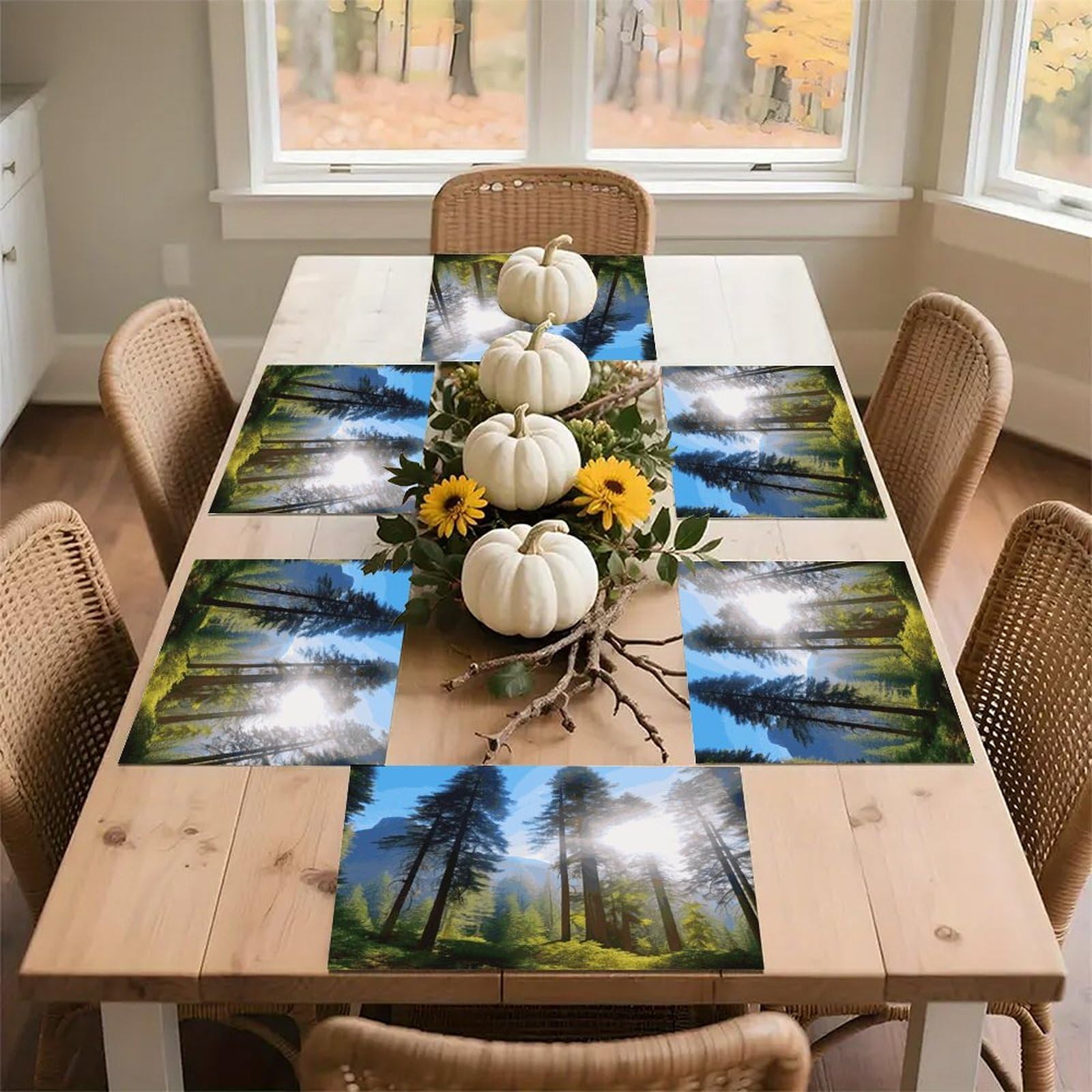 National Parks Sunshine Trees Placemats Heat-Resistant Washable Place Mats Anti Slip Dining Table Place Mats Wipeable Dining Table Mats Kitchen Decoration Placemats 17.7’’×11.8’’