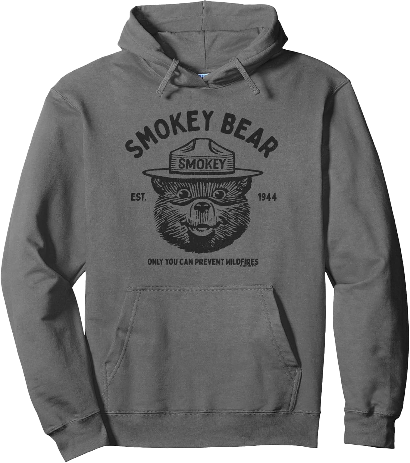 Officially Licensed Vintage Smokey Bear Distressed Logo Pullover Hoodie