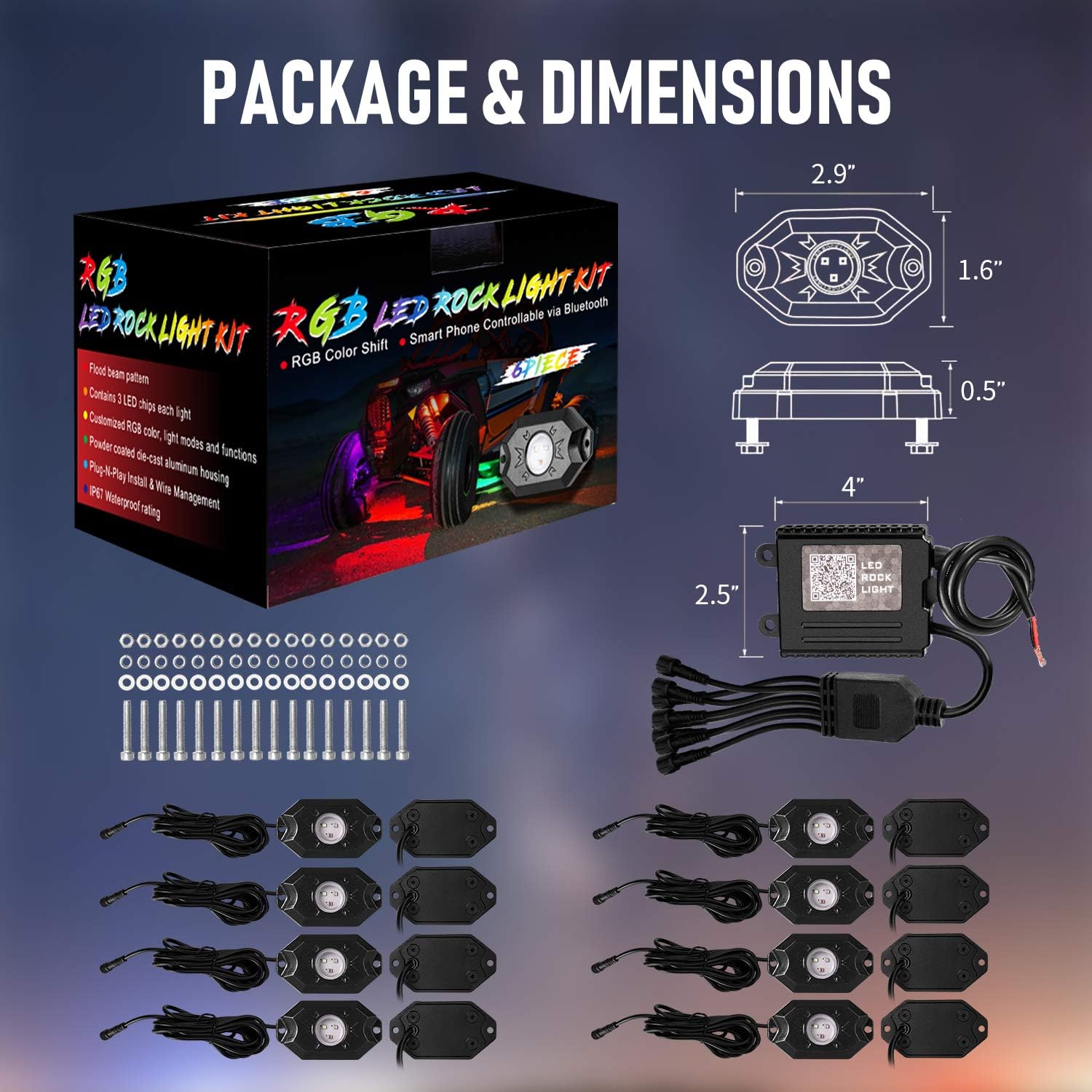 Holiday Deals 🛒 RGB LED Rock Lights, 8 Pods Underglow Multicolor Neon Light Pod with App Control Color Chasing Waterproof Music Lighting Kit Exterior Wheel Lights for Car Truck Off Road ATV RZR Utv SUV