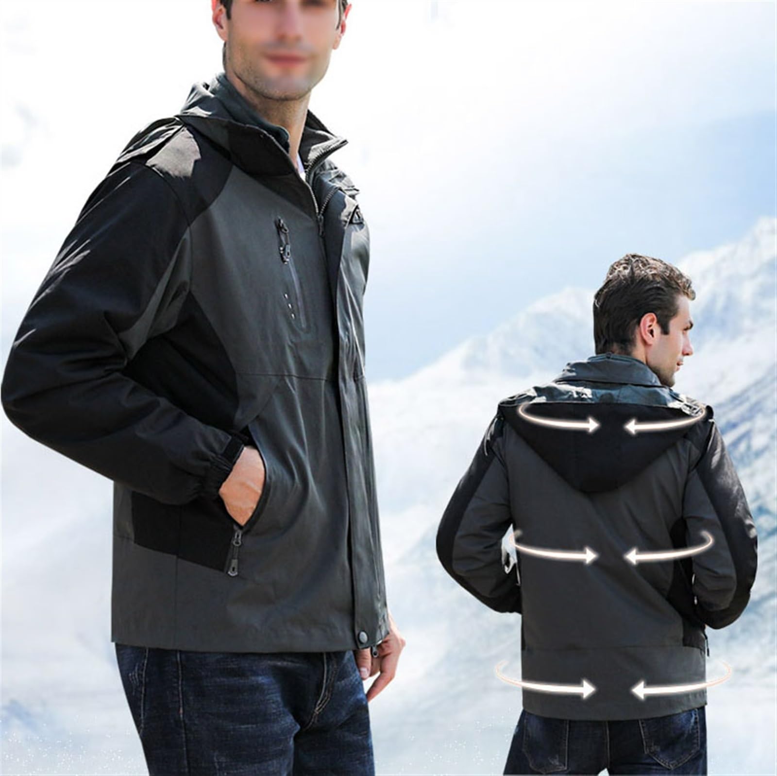 Set Tute Da Sci Invernali Da Uomo, Tuta Da Sci Da Uomo In Due Pezzi Impermeabile Calda Antivento Allentata Alla Moda Invernale, Set Di Tute Da Sci Calde E Spesse Per Adulti
