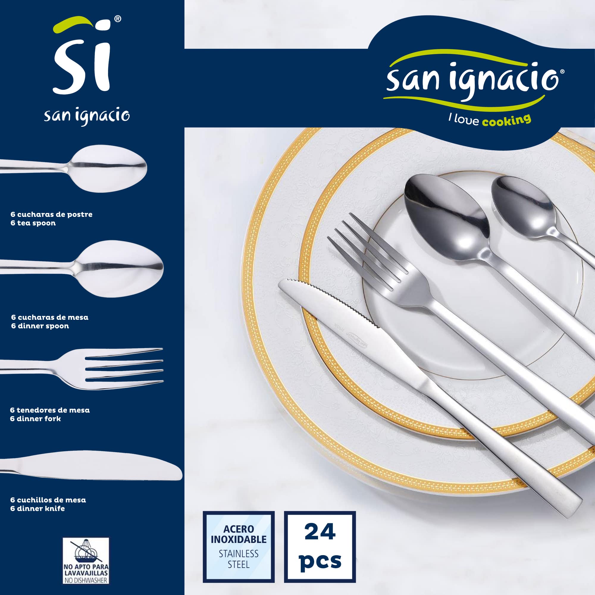 Batteria da cucina 5 pezzi + set di posate 24 pz in acciaio inossidabile