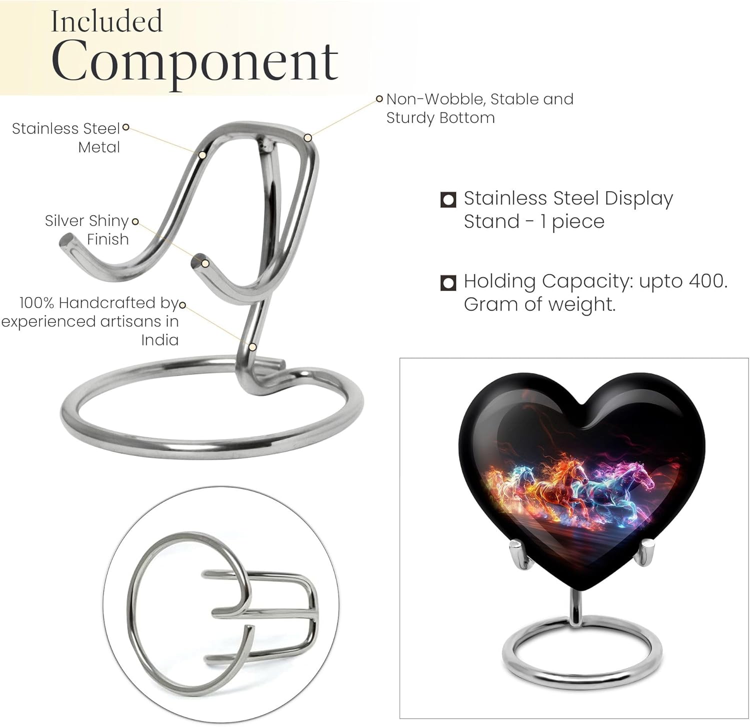 Horse Urn - Small Urn Heart - Urn for Human Ashes - Ash Urns for Humans - Cremation Urns for Adult Ashes Women - (Size - 3 inch Pack of 2), JAGS-HEART-URN-2106-KP-2