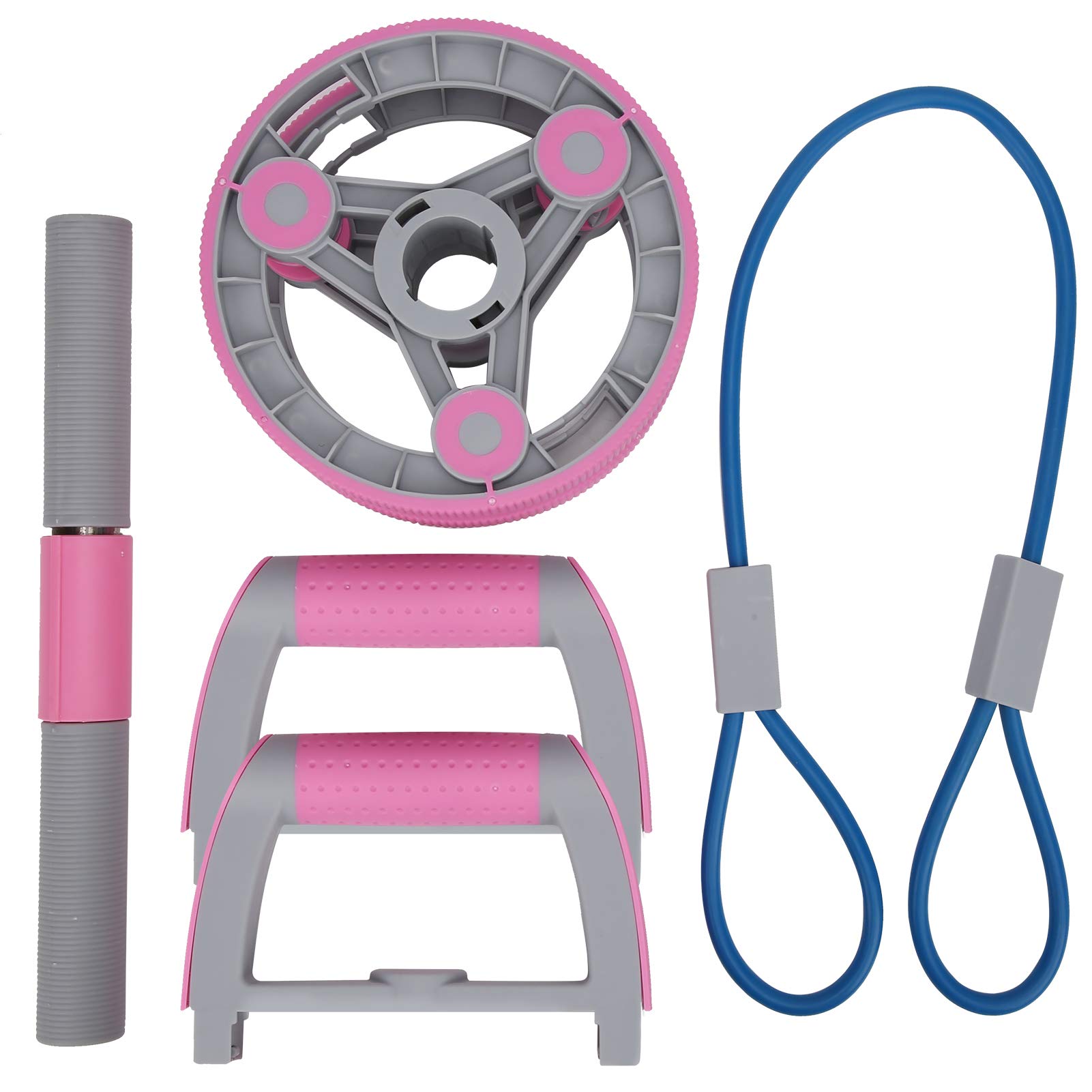 Multifunctional Abdominal Wheel Set, Fitness Training Roller, Detachable Design, PPSteelLatex Material, Compact Size for Home and Travel Use (Pink)