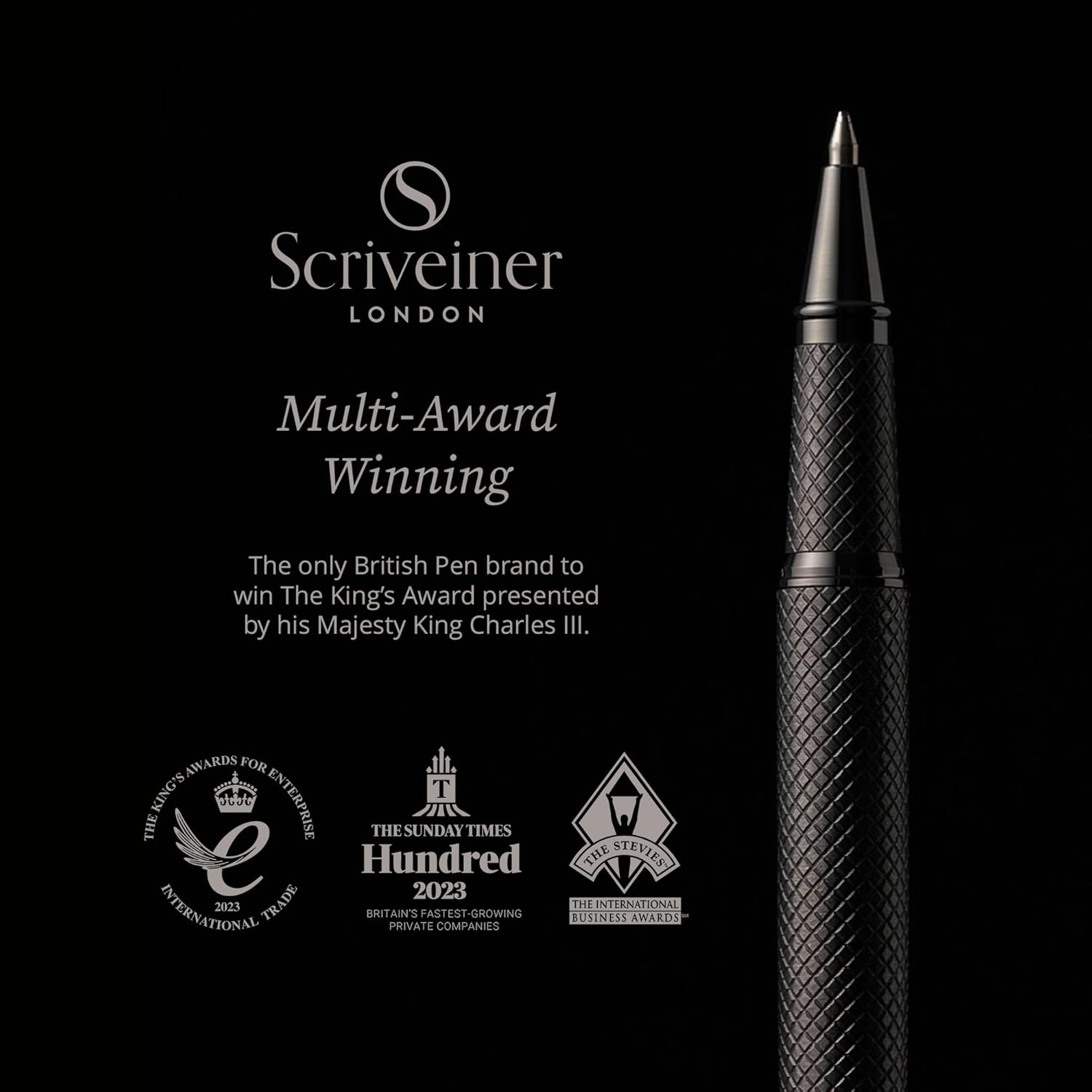 Scriveiner All Black Rollerball Pen - Stunning Luxury All Metal Matt Black Pen, Schmidt Ink Refill, Best Roller Ball Gift Set for Men & Women, Professional, Executive Office, Nice Pens