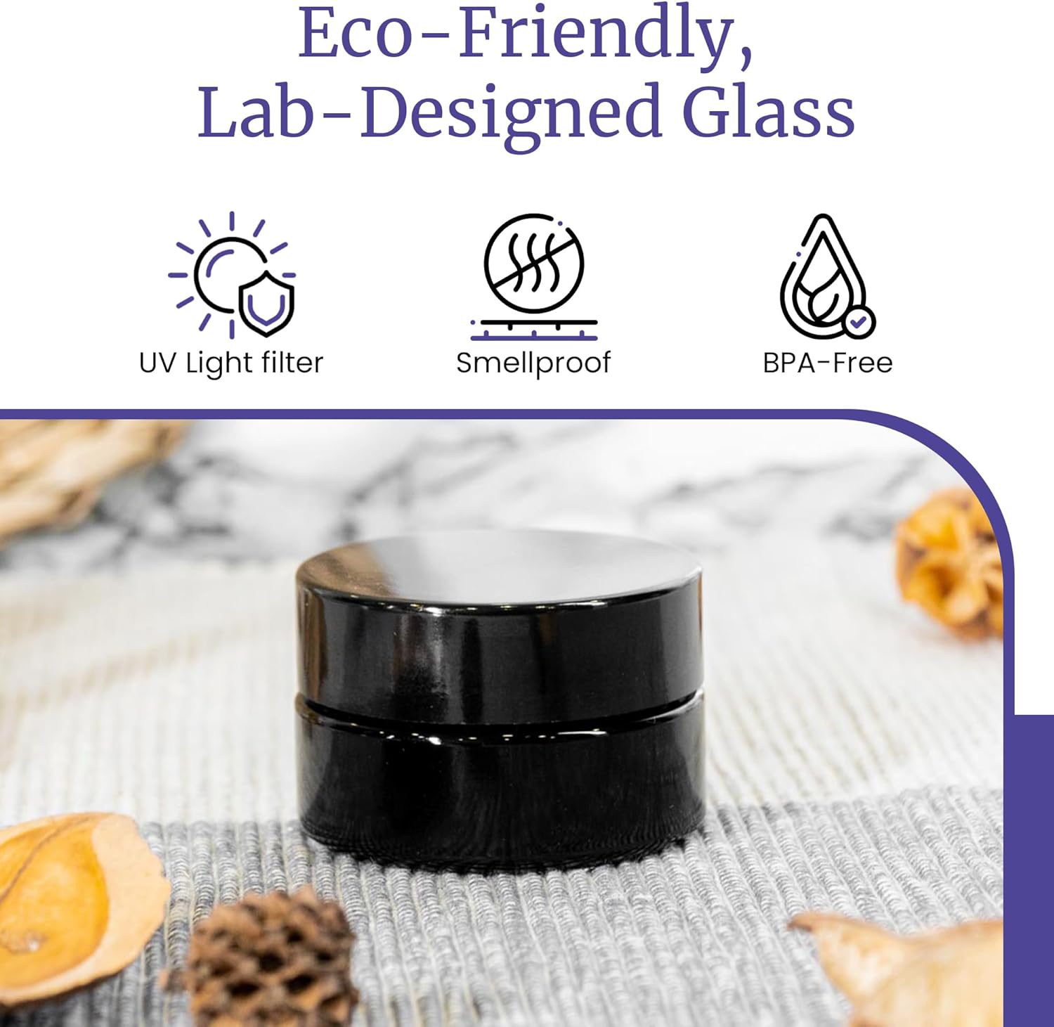 Infinity Jars 30 Ml (1.1 fl oz) Black Ultraviolet Glass Cosmetic Jar with Screw Top Lid | Airtight UV-Blocking Refillable Container for Creams, Balms, Herbs & Essential Oils 3 Pack