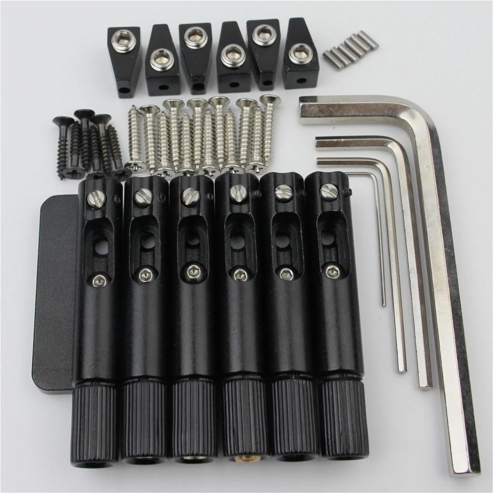 Standard Mostek Gitarowy Pojedyncze Stałe Mostki Wentylatorów Do Bezgłowych Progów Gitary Elektrycznej 6 7/8 Strun(6 piece BK)