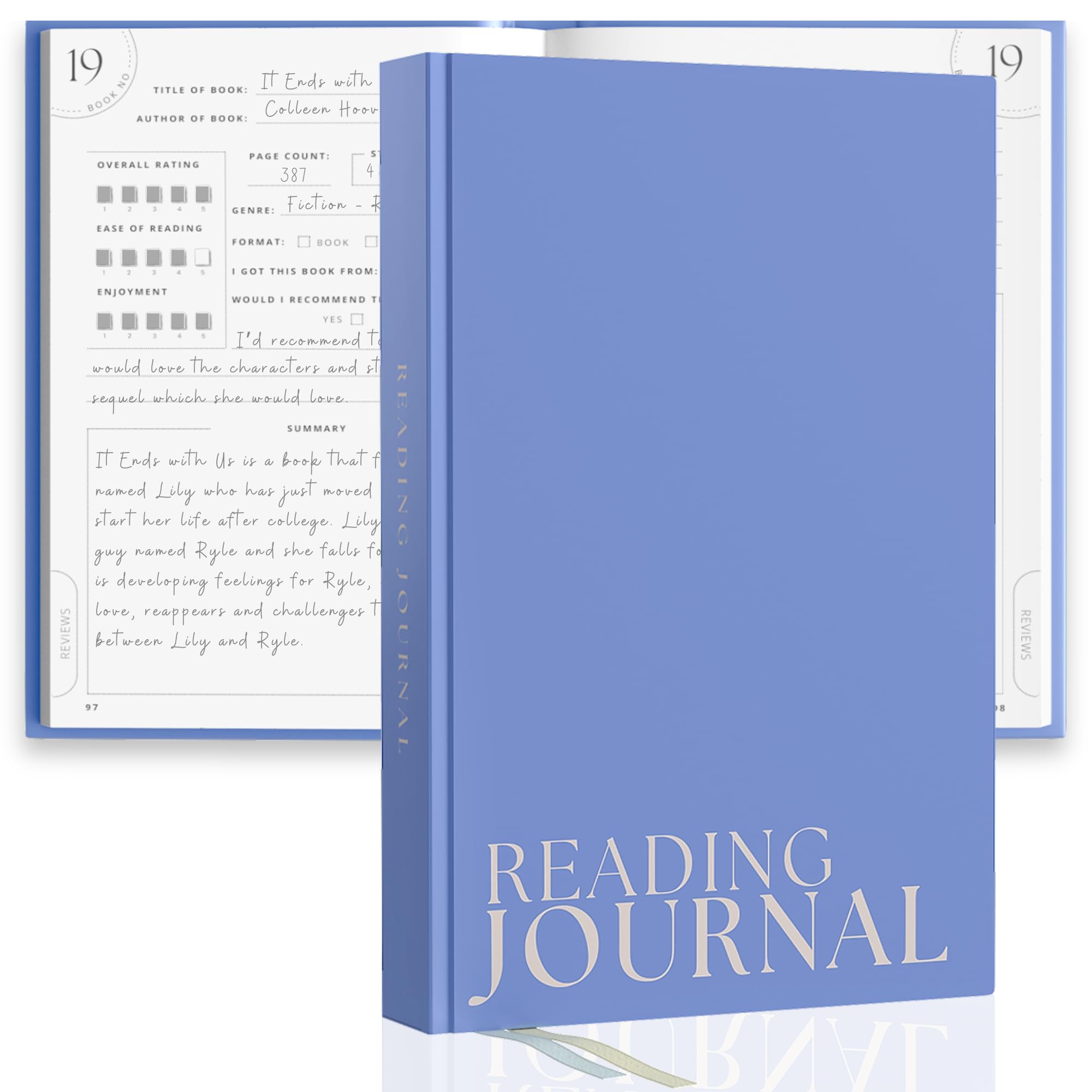 Reading Journal For Book Lovers - Journals to Review 55 Books - Ultimate Reader Kit with Tracker, Log, Challenge & Prompt Guides - Reading Accessories