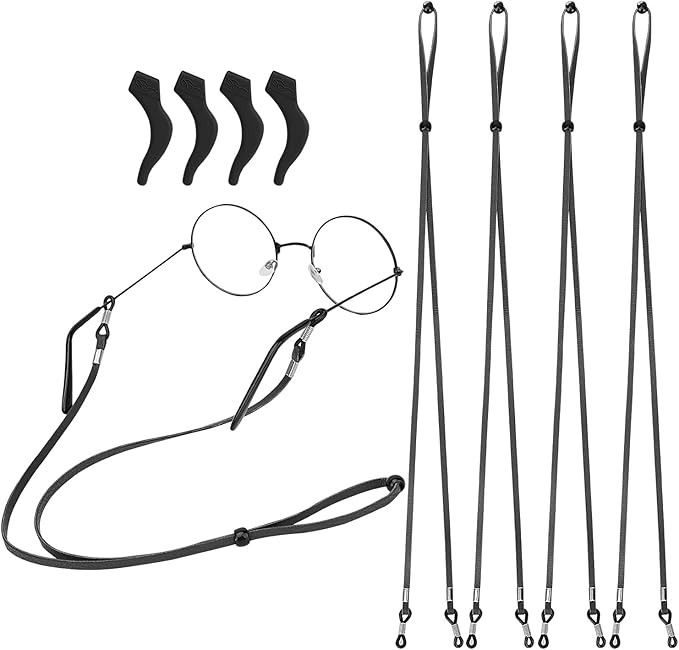 MoKo Eyeglass Strap for Men Women, 4Pack PU Leather