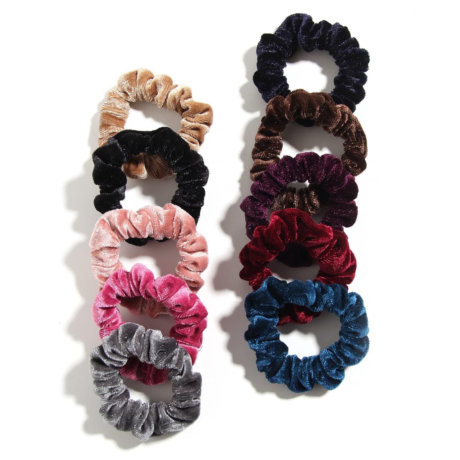 Pack of 10 Small Velvet Scrunchies for Women Hair Accessories, Mini Thin Elastic Hair Ties, LFOUVRE Rubber Hair Bands for Thick Hair, Mini Scrunchies for Thin Hair Ponytail Holders - Image 2