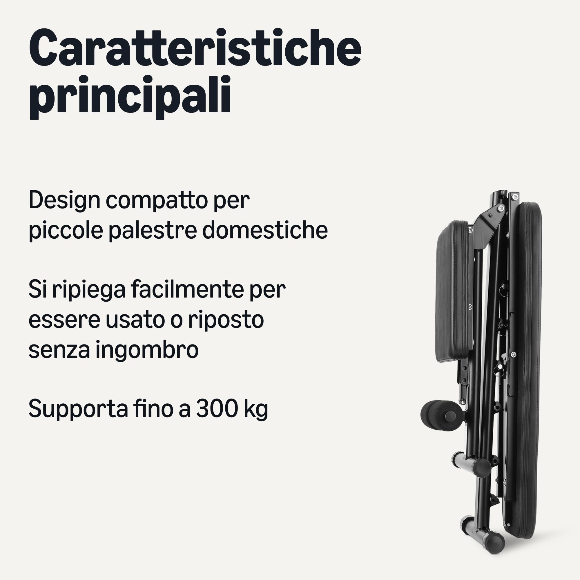 Amazon Basics Panca per allenamento regolabile, pieghevole, per palestra a casa, Nero, 135 x 38 x 116 cm