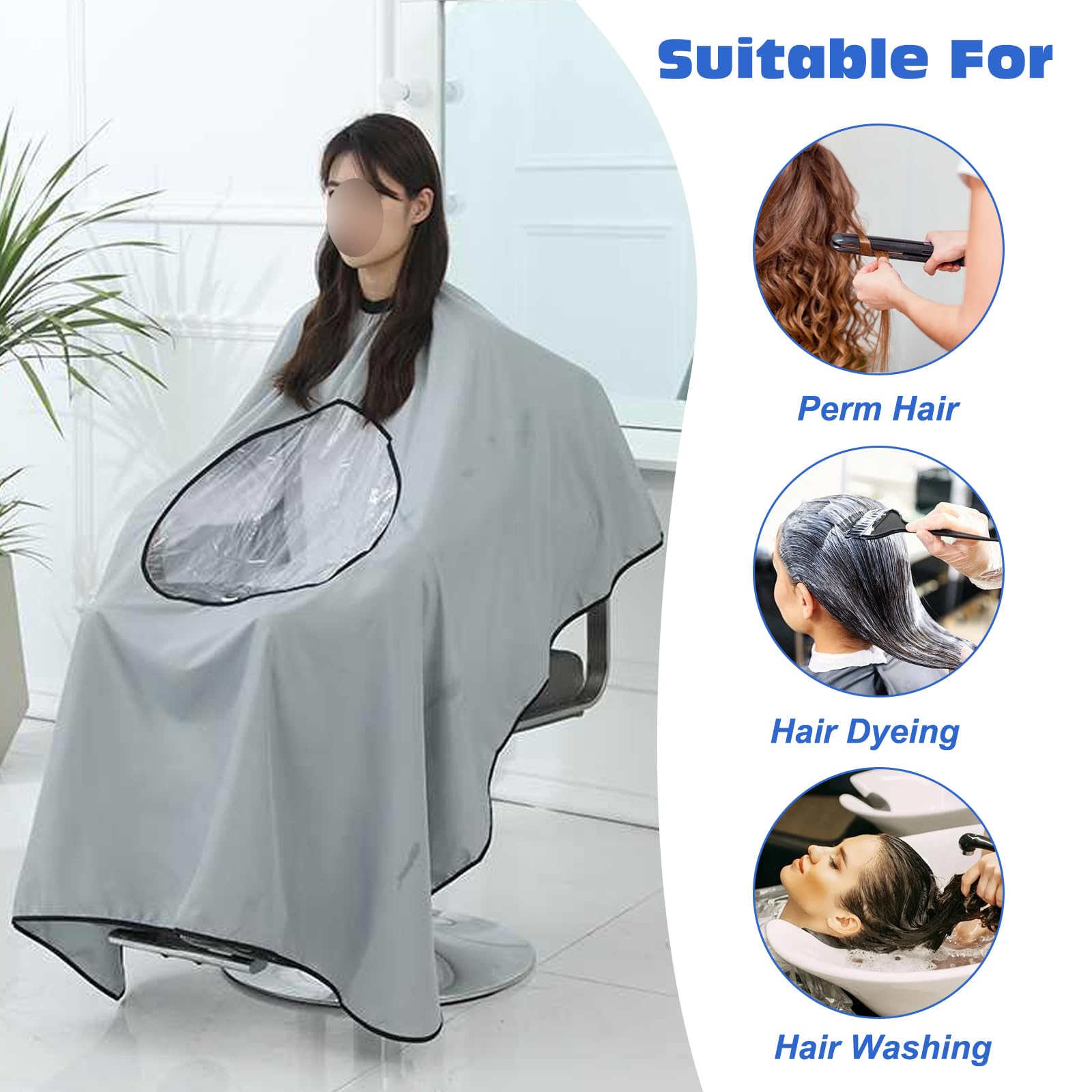KASESSS 1 Piece Barber Cape, Unisex Hairdressing Cape, Elastic Hair Cutting Cape, Hairdressing Gown with Transparent Window - Image 4