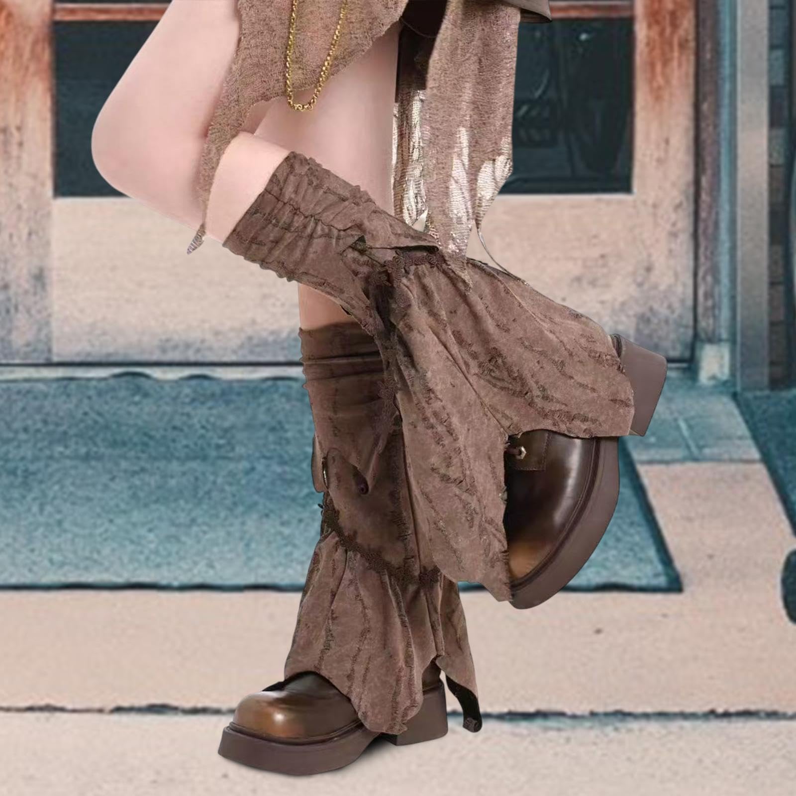 Calentadores de Piernas, Ropa Cómoda Y a La Moda, Accesorios, Calcetines Largos Holgados Estilo Grunge.
