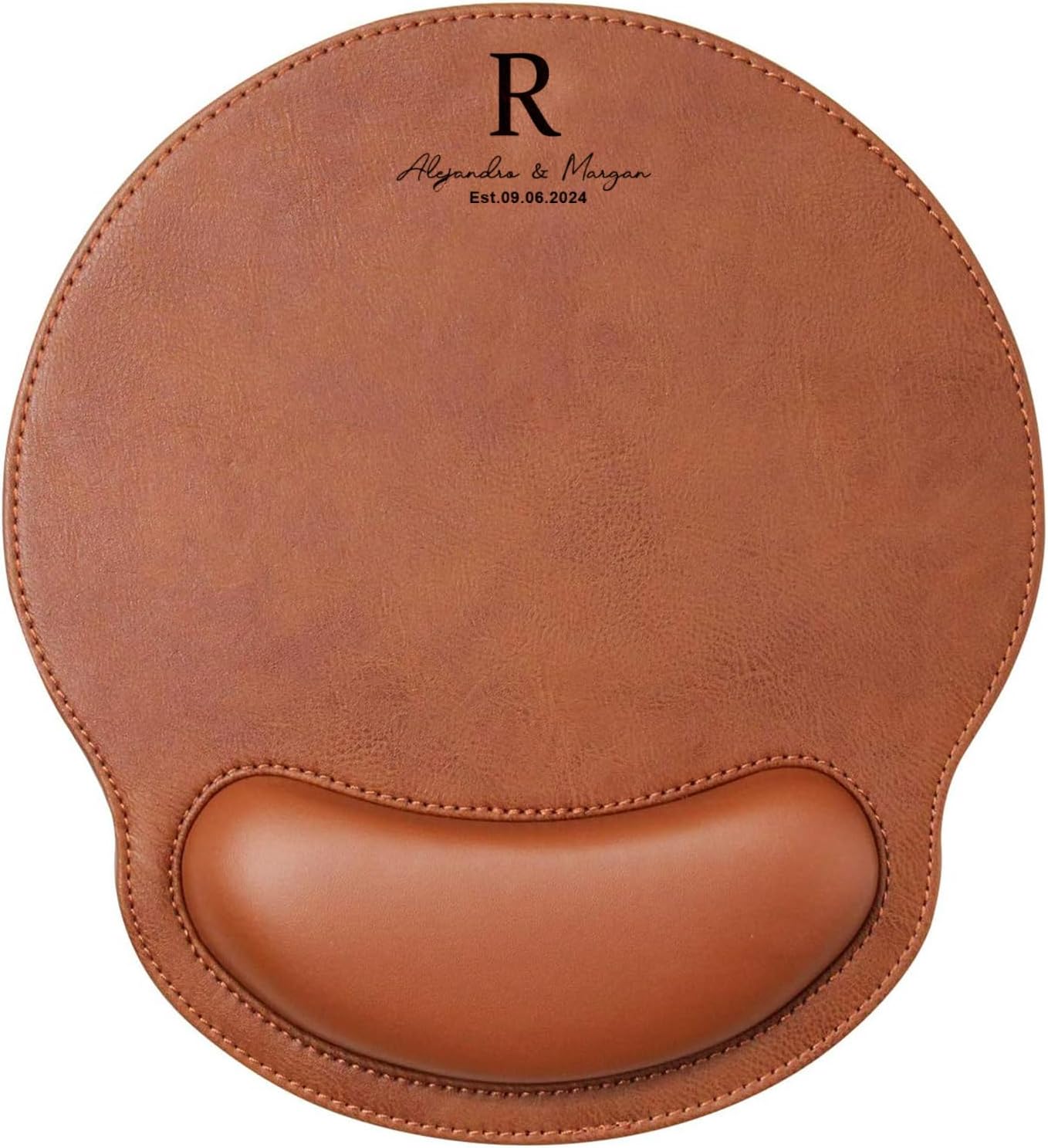 Personalized Leather Custom Mouse Pad with Wrist Rest,Customized Mouse Pads for Desk, for Weddings, Anniversaries, Birthdays,and Special Occasions (A (Brown-Rectangle))