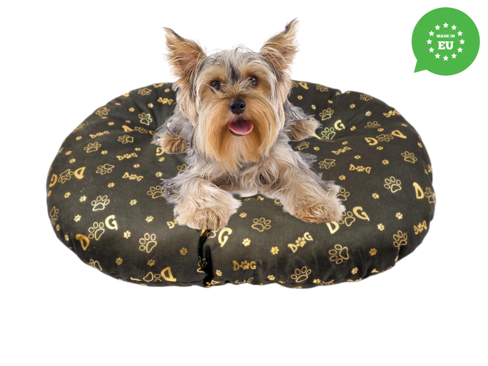 Coussin Ovale pour Chien et Chat - 60 x 40 cm - Marron Foncé - Lit Lavable - Idéal pour Paniers de Transport