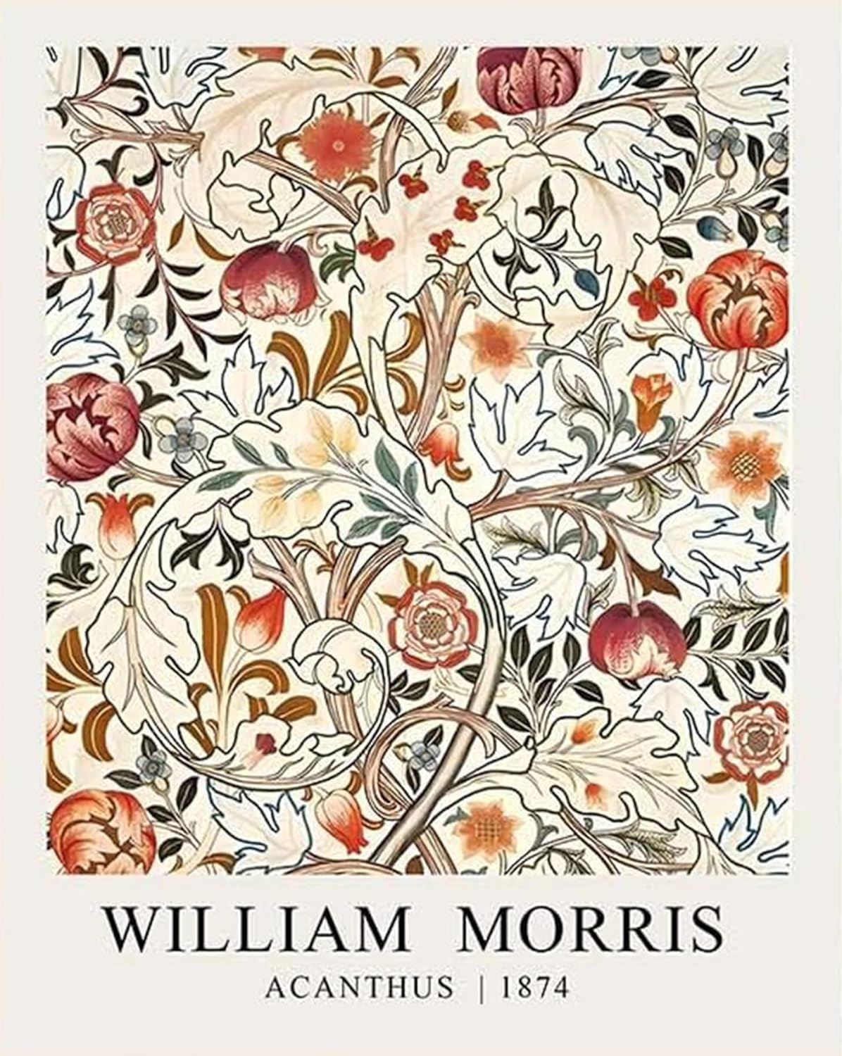 Matvsd Kohecs William Morris Acanthus 1874 Canvas Wall Art for Living Room, Bedroom, Unframed