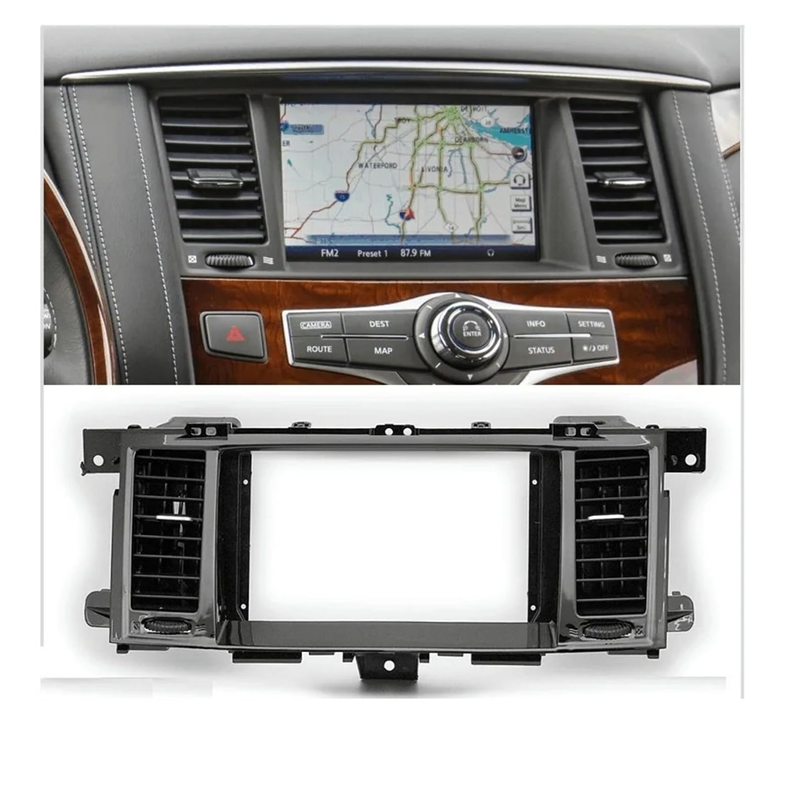 Mascherina Autoradio Cornice Stereo per QX56 2010-2013/QX80 2013-2020 9 Pollici Car Fascia Radio PanelDash Kit Facia Console Lunetta Piastra Adattatore Copertura Trim