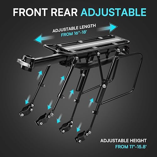 Miniatura 3 de Portabicicletas trasero, 300 libras de capacidad de liberación rápida para bicicletas con guardabarros y reflectante, soporte ajustable de aleación