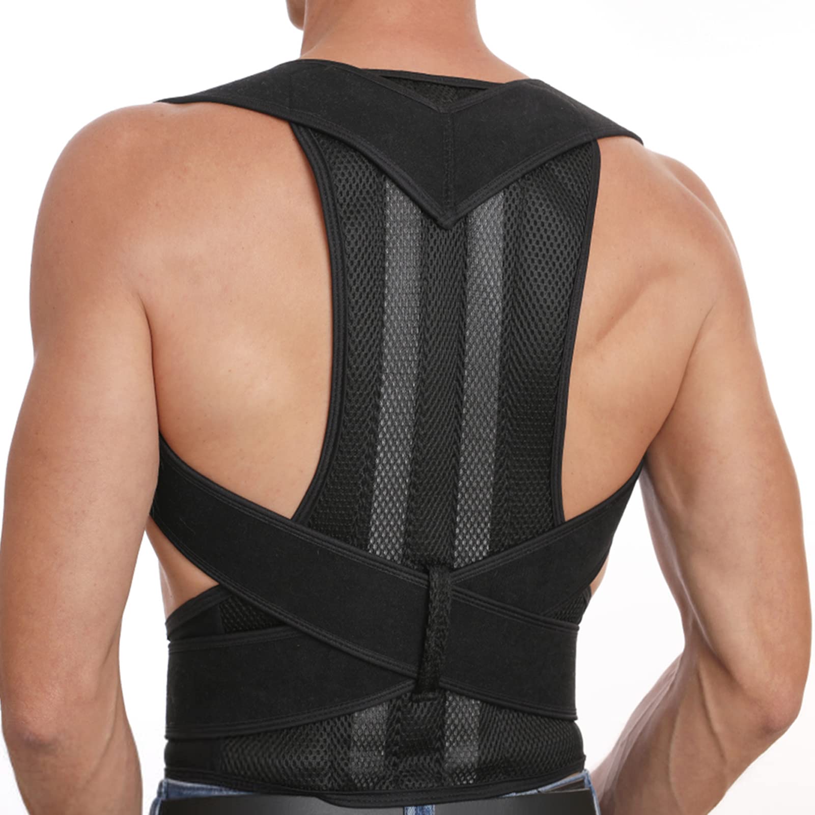 ACCL Posture Corrector for Unisex, Adjustable Back Posture Brace Perfect for Lower and Upper Back Pain, Back Support Brace Support Shoulder Posture Trainer for Adult Students Children (L), Black