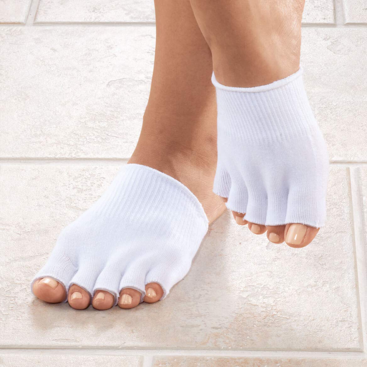 EasyComforts Calcetines de gel con punta abierta de EasyComforts, blanco, talla única