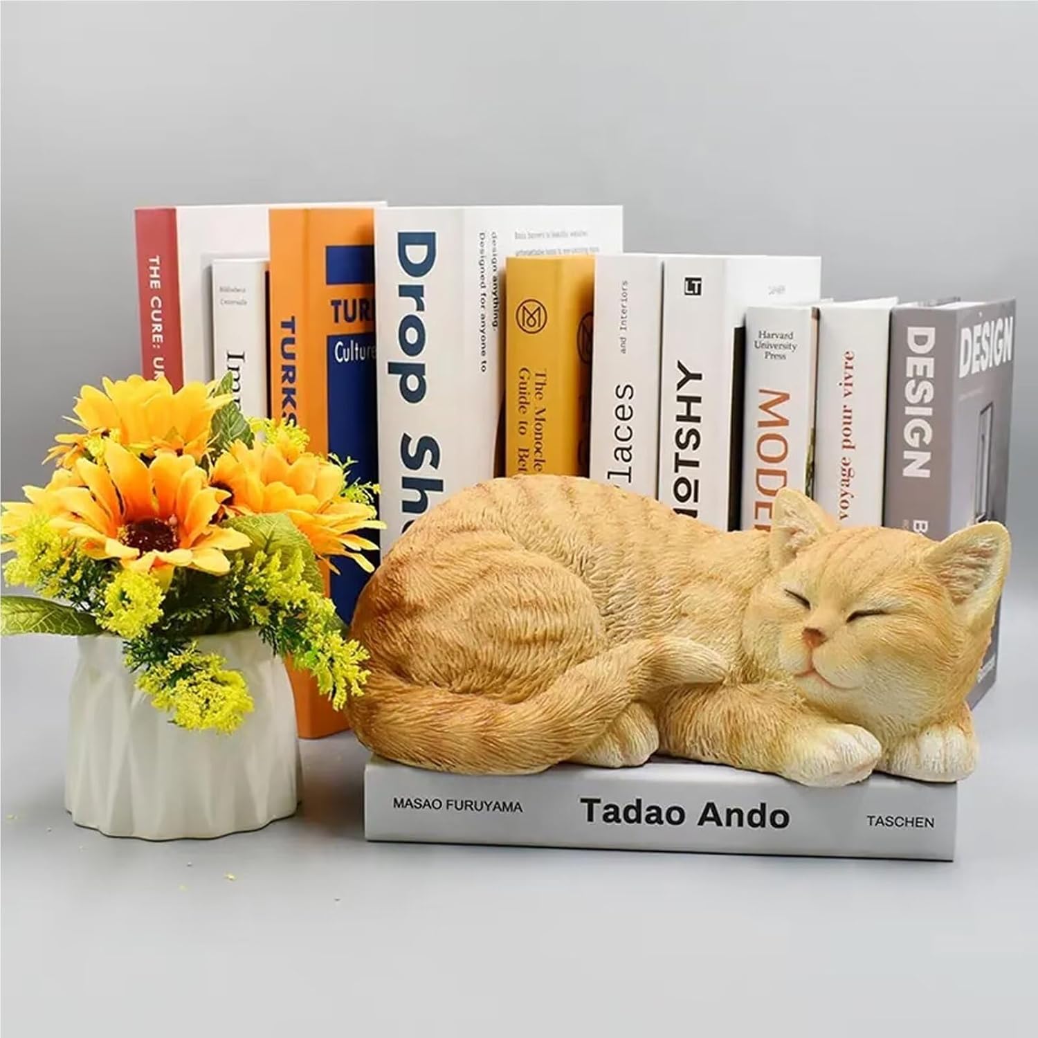 Garden Decor Cat Statue Outdoor Statue, Cat Figurines Garden Statues & Sculpture Decoration, Sleeping Cat Statue Decor for Patio, Porch and Lawn, Cat Gifts for Cat Lover and Women, Cat Memorial Stone - Image 2