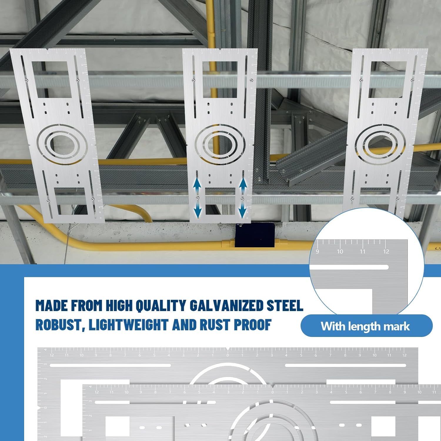 24 Pcs New Construction Mounting Plate for 3/4/6 Inch Wafer LED Lights LED Pre Mounting Bracket Flat Galvanized Steel Recessed Lighting Housing with Scale Mark