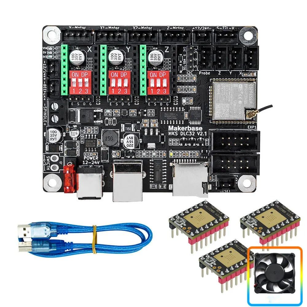 TwoEagles Makerbase MKS DLC32 V2.1 Offline-Controller 32bits ESP32 WIFI GRBL TFT Touchscreen für Desktop-Lasergravurmaschine (Set-8)