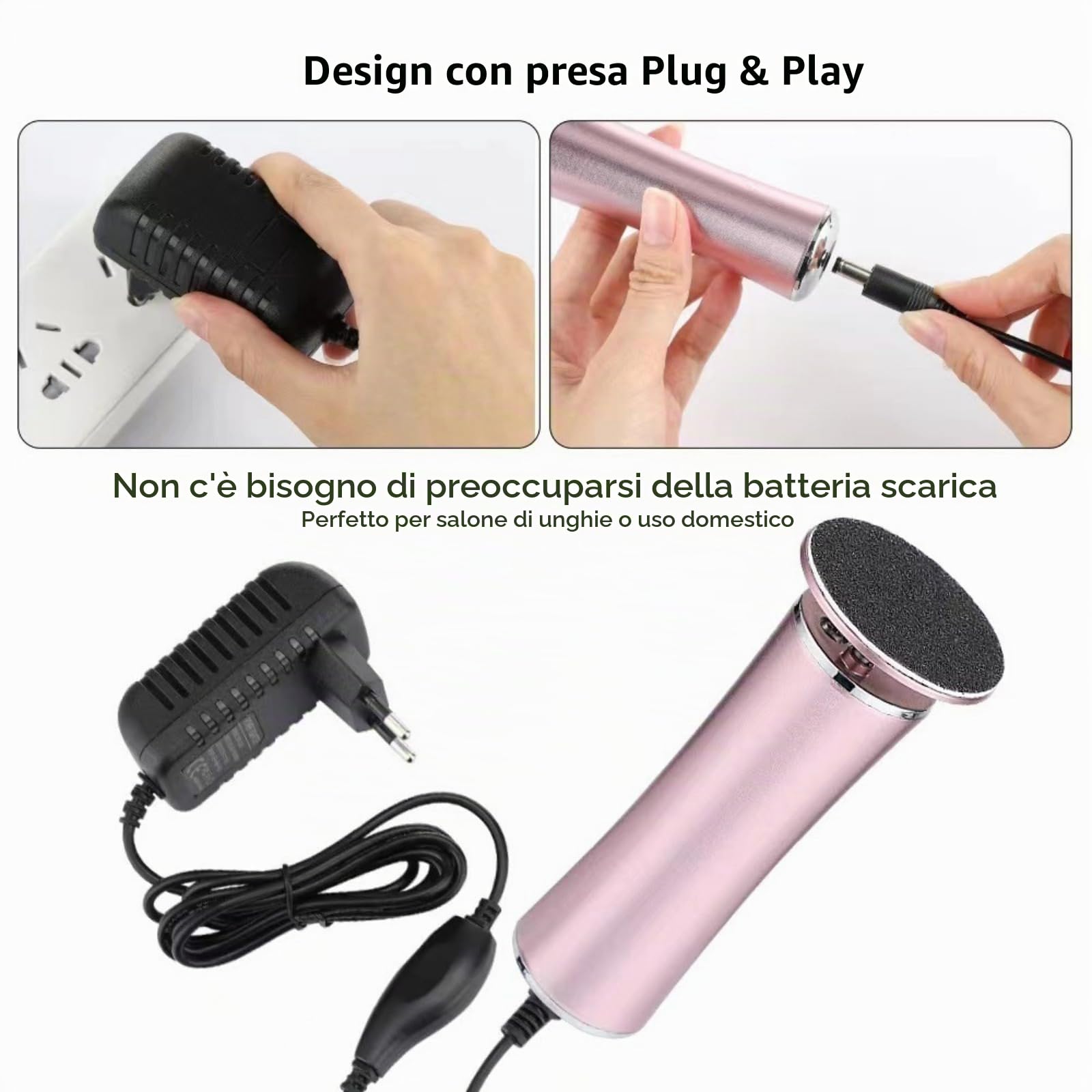 KLYNE Beauty Lima Elettrica Piedi Professionale, 60 dischetti, rotazione 360°, attrezzo per cura piedi (Rosa,1 unità)