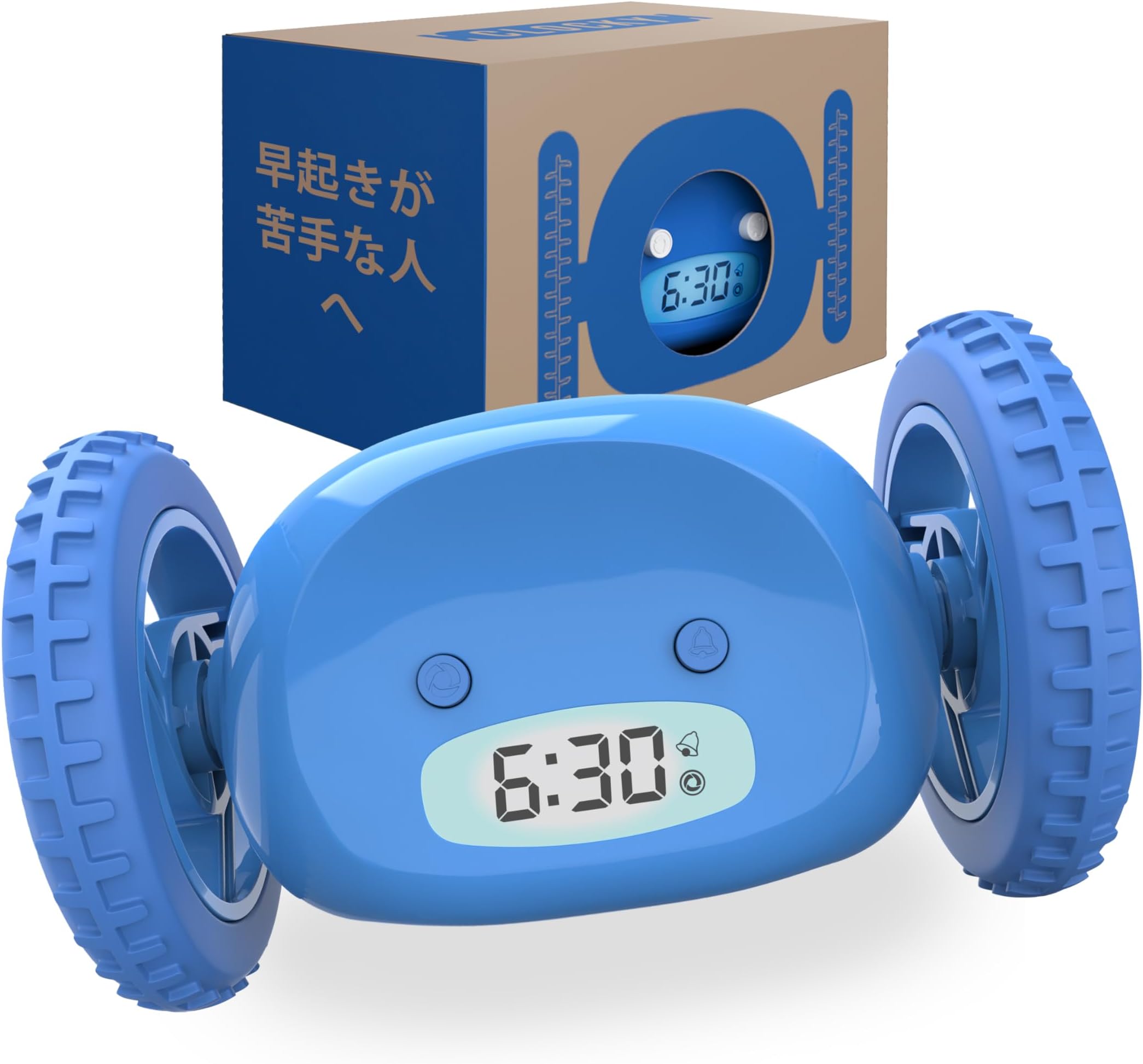 CLOCKY Noiseless Alarm Clock Escape Digital Digital Bedroom with Wheels Unwake Hearing Loss Alarm Clock Vibrating Arm Can't Wake People Funny Silly Unbreakable (Blue)