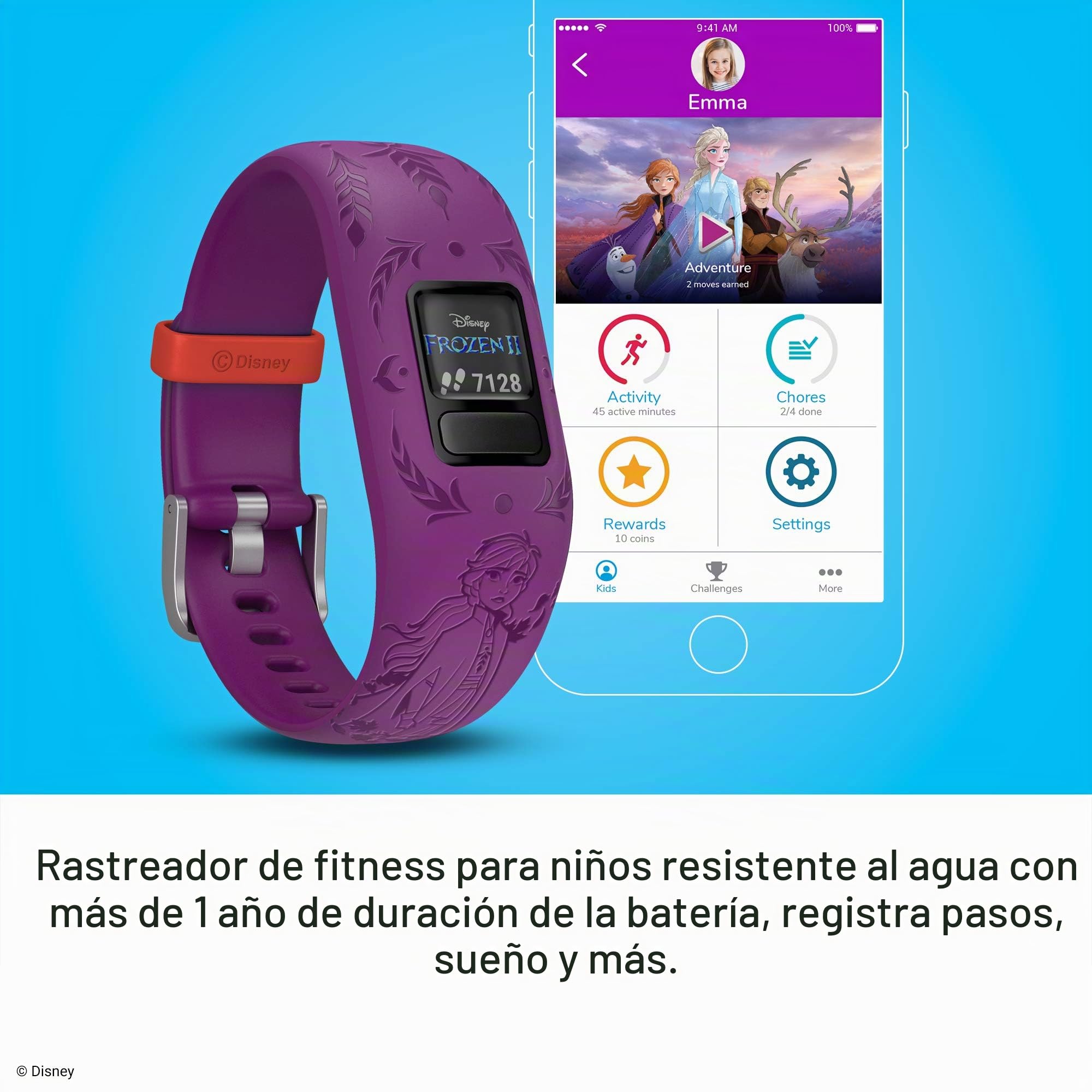 Garmin Unisex adulto Anna Pulsera de Actividad para Niños Disney Frozen 2, Ajustable, morado, Talla Única